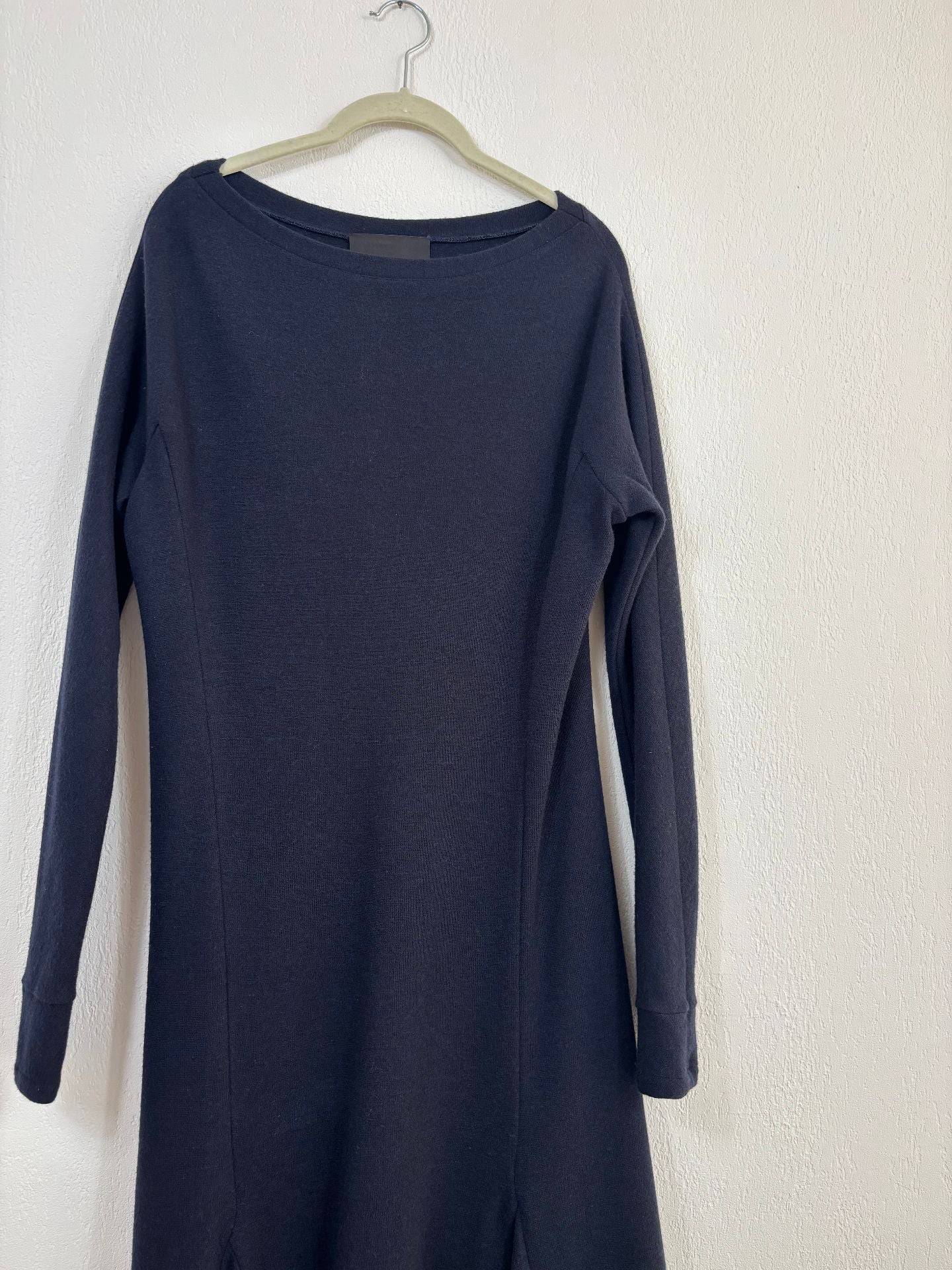 Robe longue en laine bleu marine évasée - Didier Angelo – Taille L-4