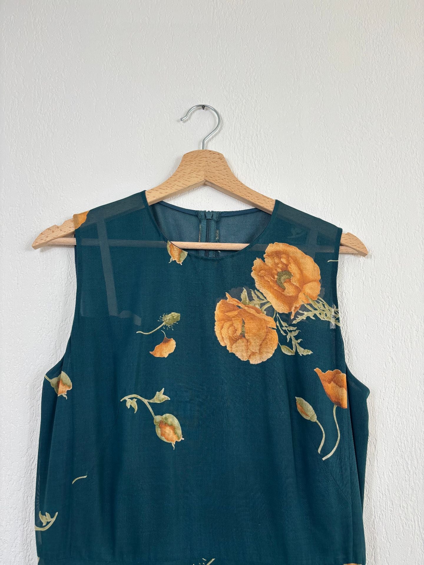 Robe Akris Anemone Green en laine vierge imprimée – Taille 40-4