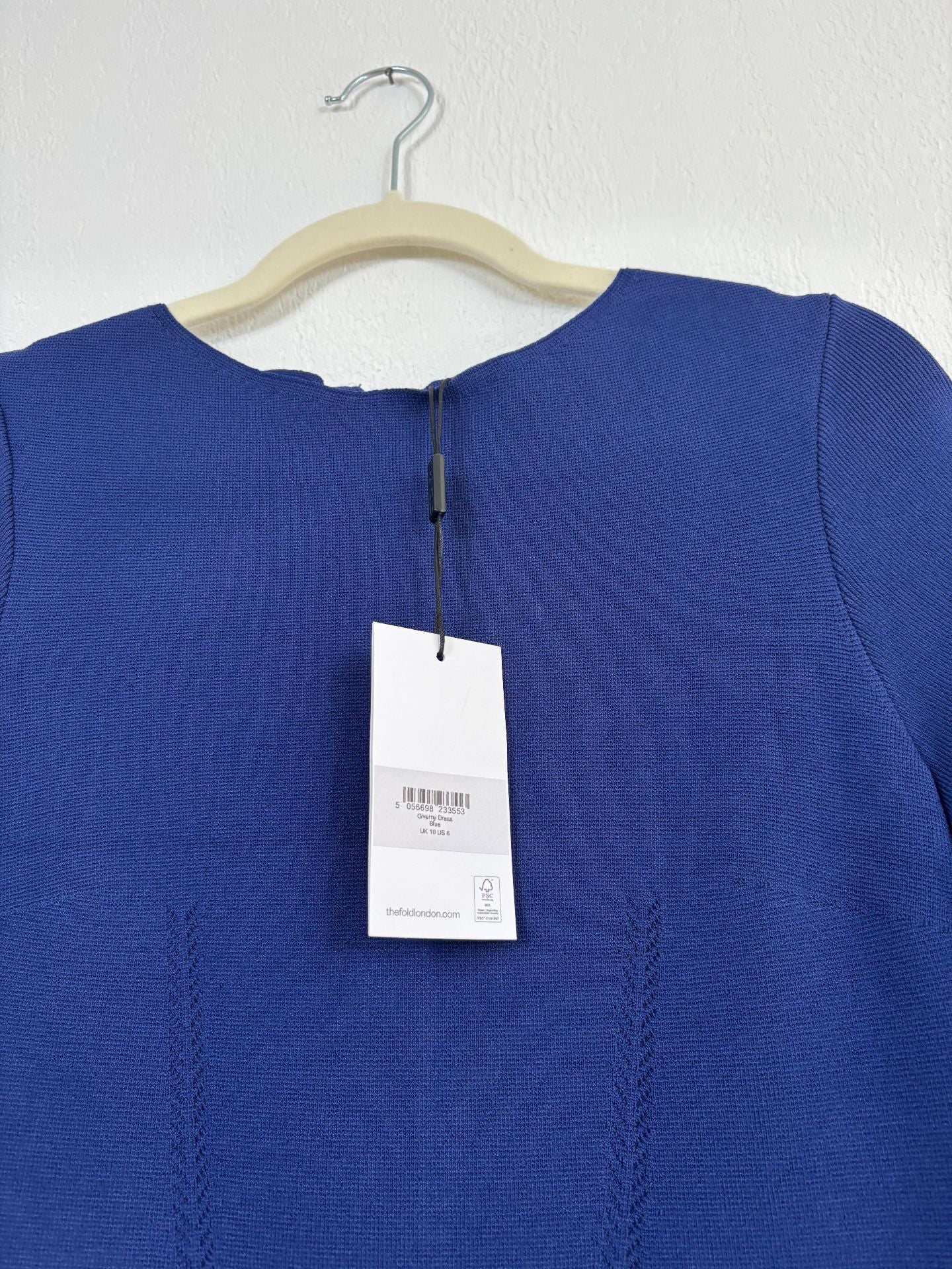 Robe The Fold Giverny bleue en acétate texturé – Taille 38-5