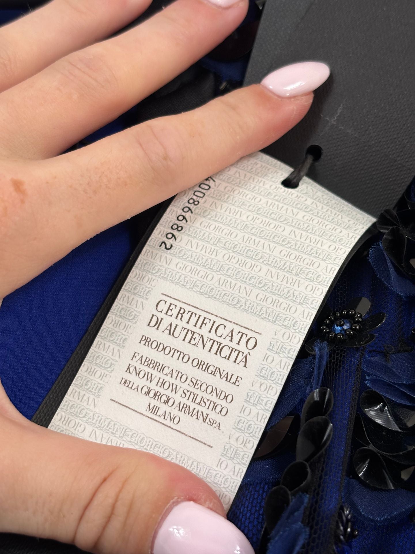 Robe longue soie bleu roi tulle rebrodé main – Giorgio Armani – Taille 42-7