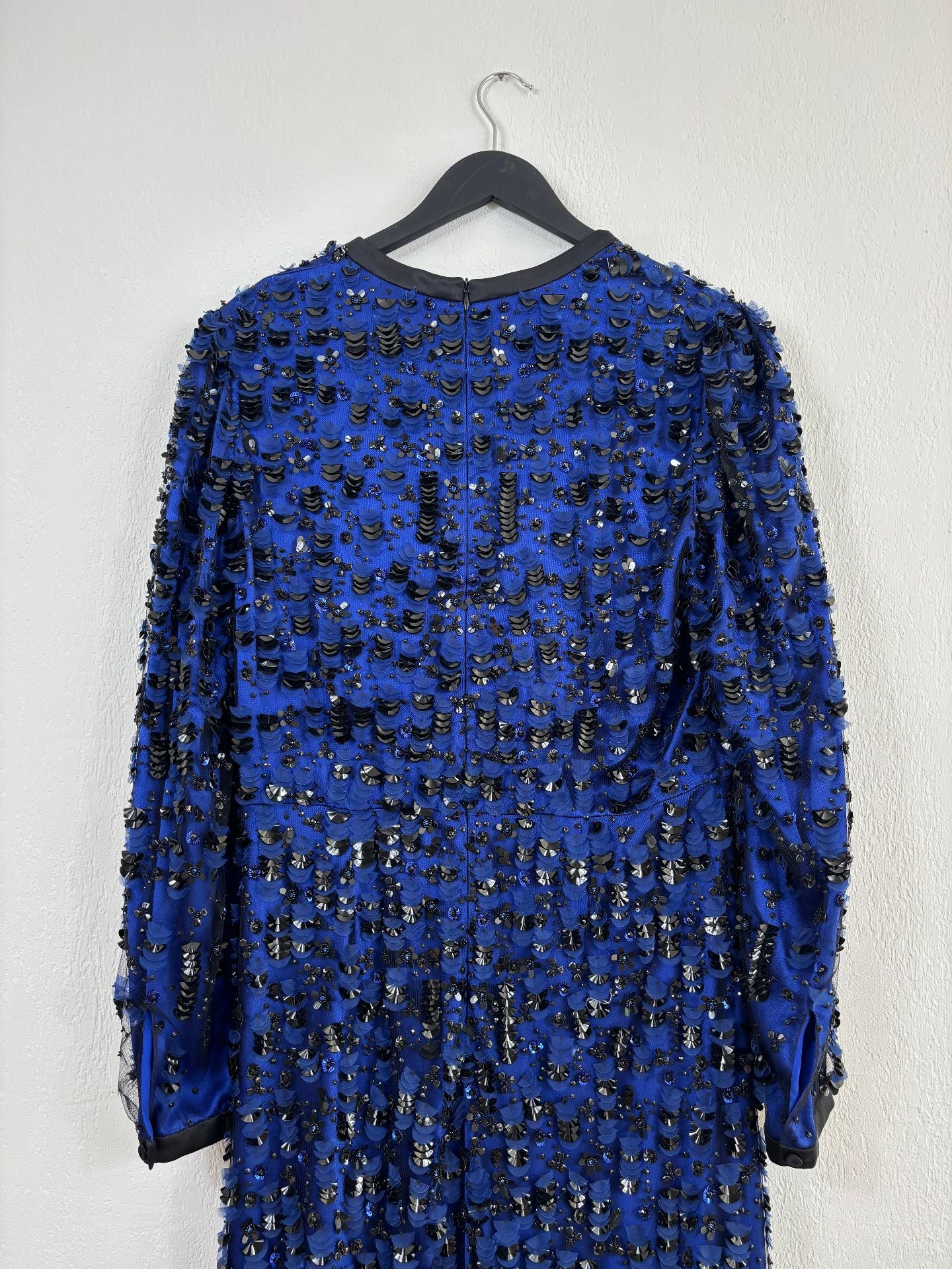 Robe longue soie bleu roi tulle rebrodé main – Giorgio Armani – Taille 42-13