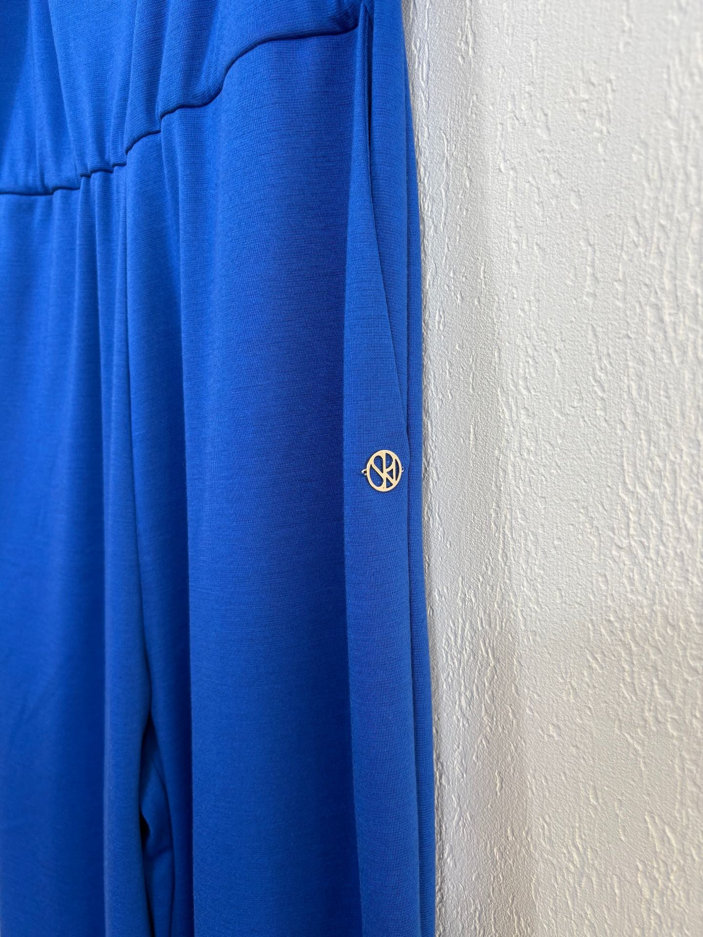 Combinaison bleue en maille de coton drapée – Crisoni – Taille L-6
