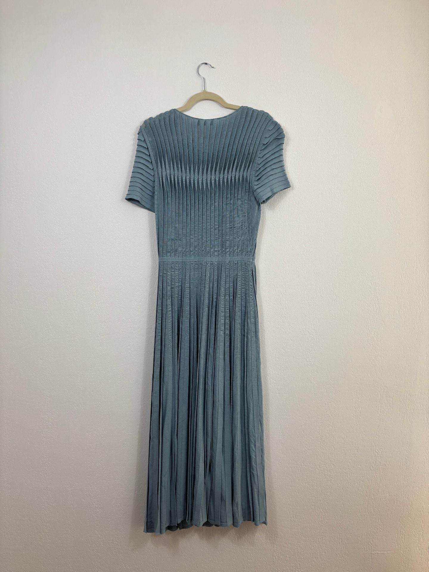 Robe midi Allegra en maille stretch eucalyptus - The Fold – Taille 38-6