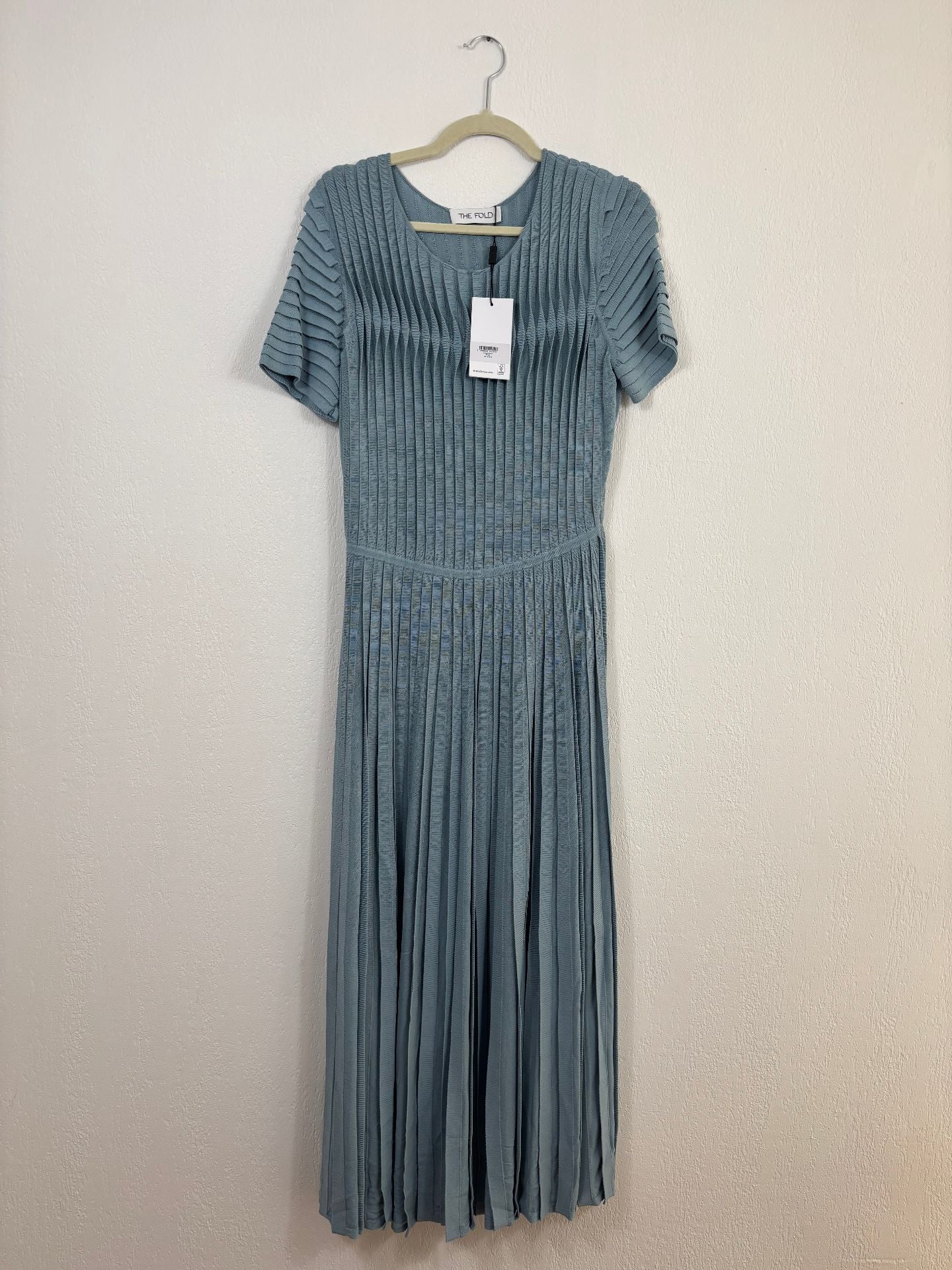 Robe midi Allegra en maille stretch eucalyptus - The Fold – Taille 40-2