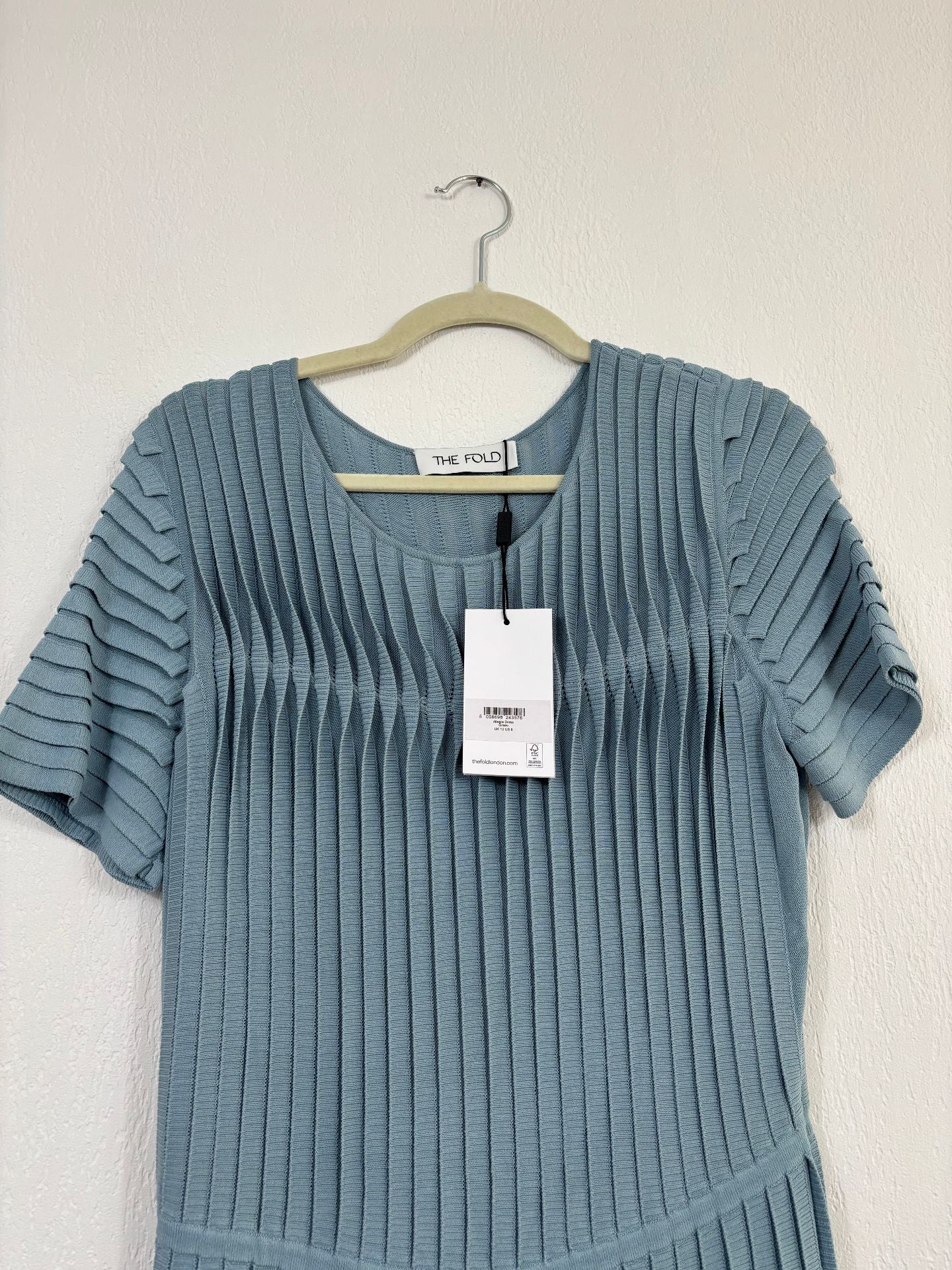 Robe midi Allegra en maille stretch eucalyptus - The Fold – Taille 40-3