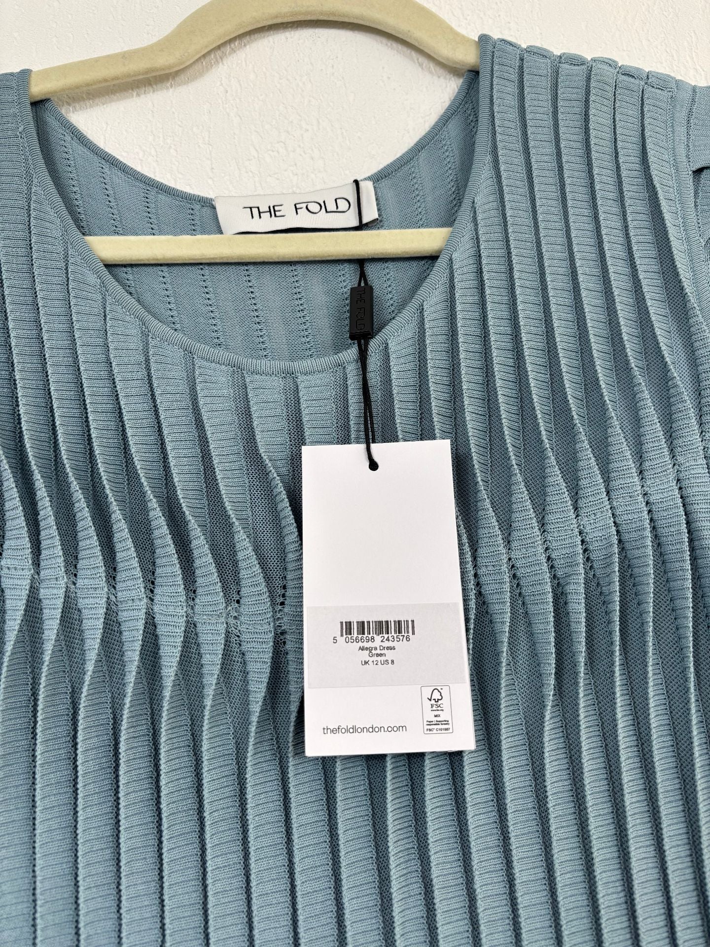 Robe midi Allegra en maille stretch eucalyptus - The Fold – Taille 40-5