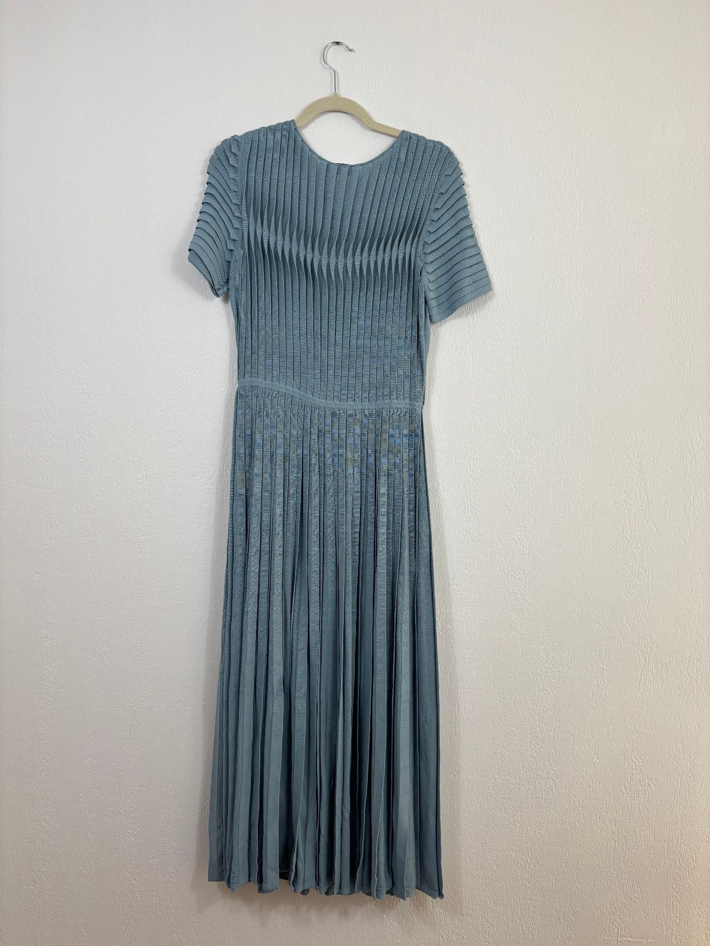 Robe midi Allegra en maille stretch eucalyptus - The Fold – Taille 40-7