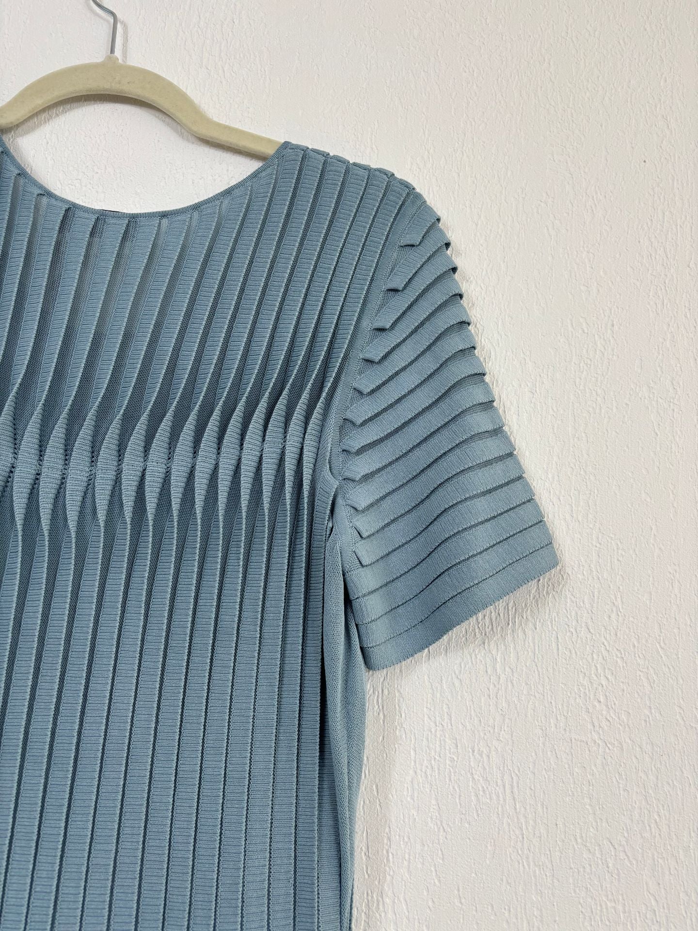 Robe midi Allegra en maille stretch eucalyptus - The Fold – Taille 40-9
