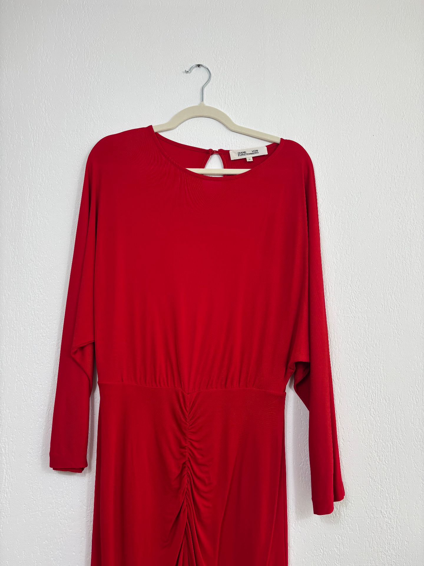 Robe midi Chrisey en jersey rouge drapée - Diane von Furstenberg – Taille M-3