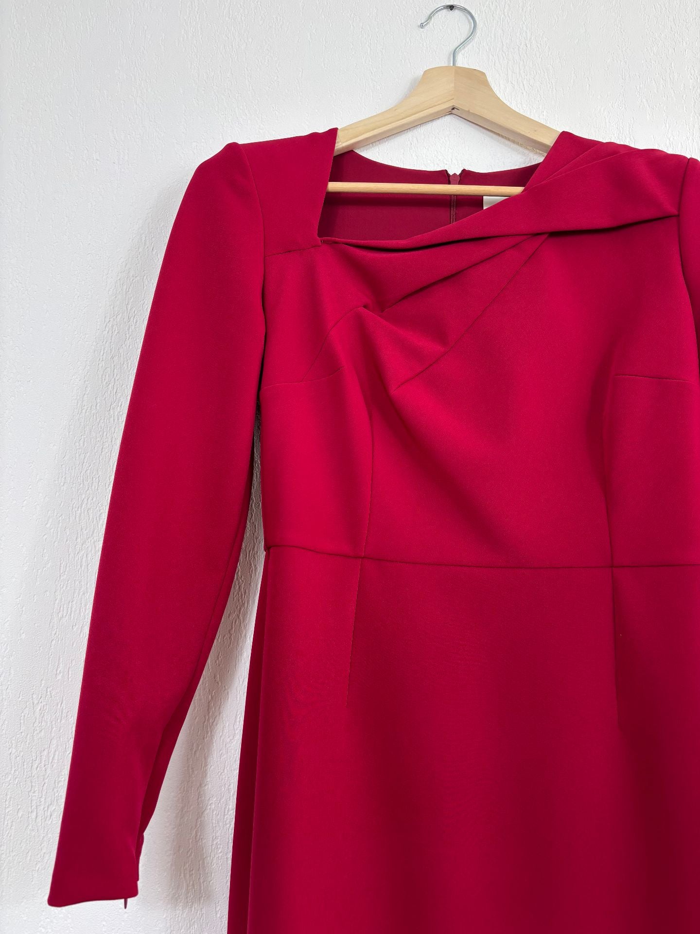 Robe midi en crêpe rouge ceinturée – Roland Mouret – Taille 40-4