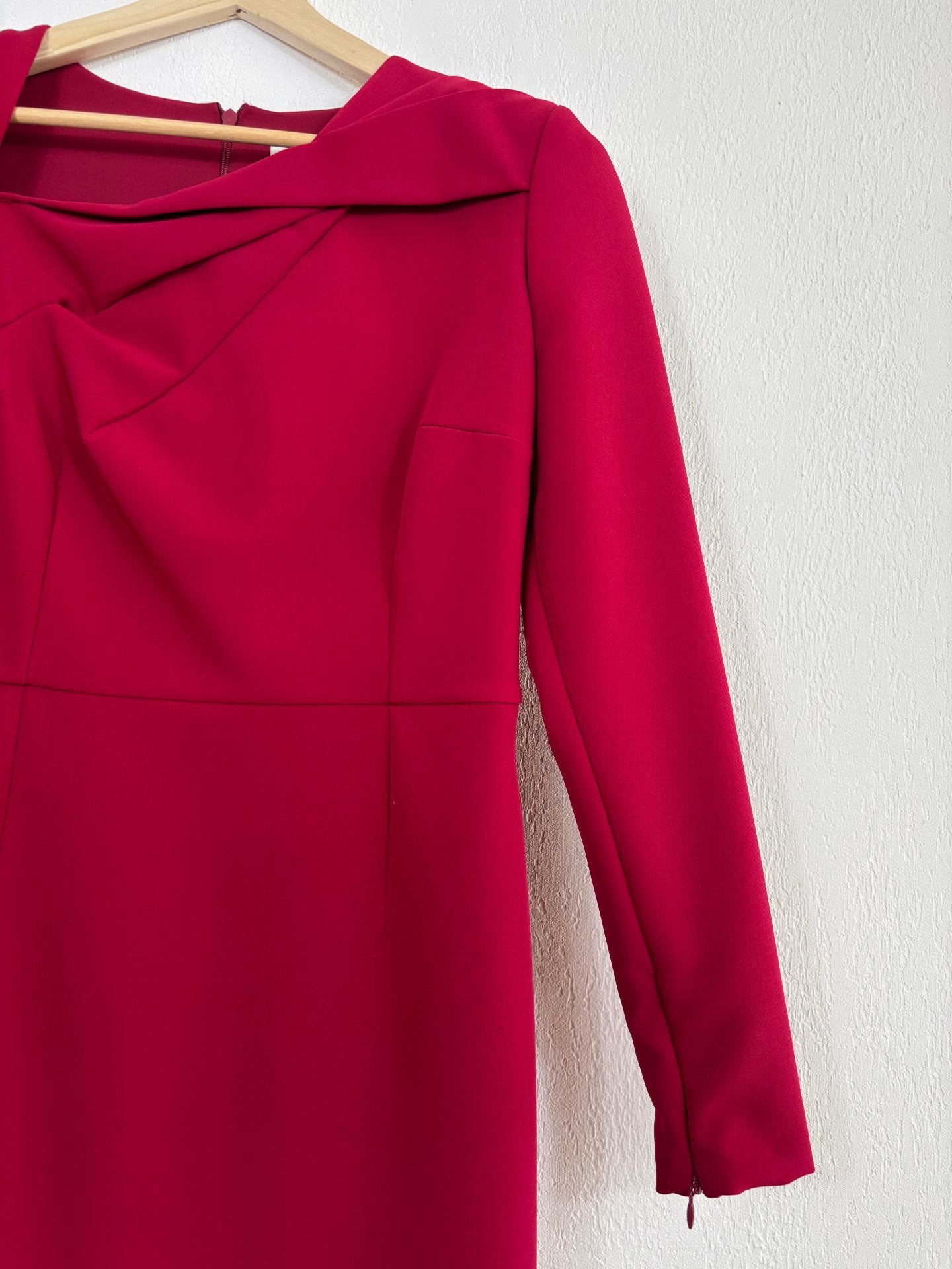 Robe midi en crêpe rouge ceinturée – Roland Mouret – Taille 40-5