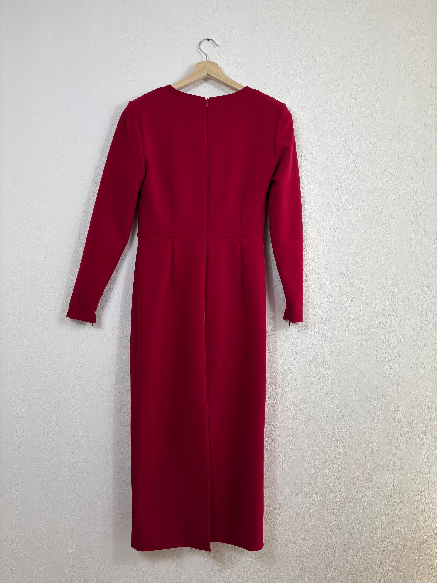 Robe midi en crêpe rouge ceinturée – Roland Mouret – Taille 40-7