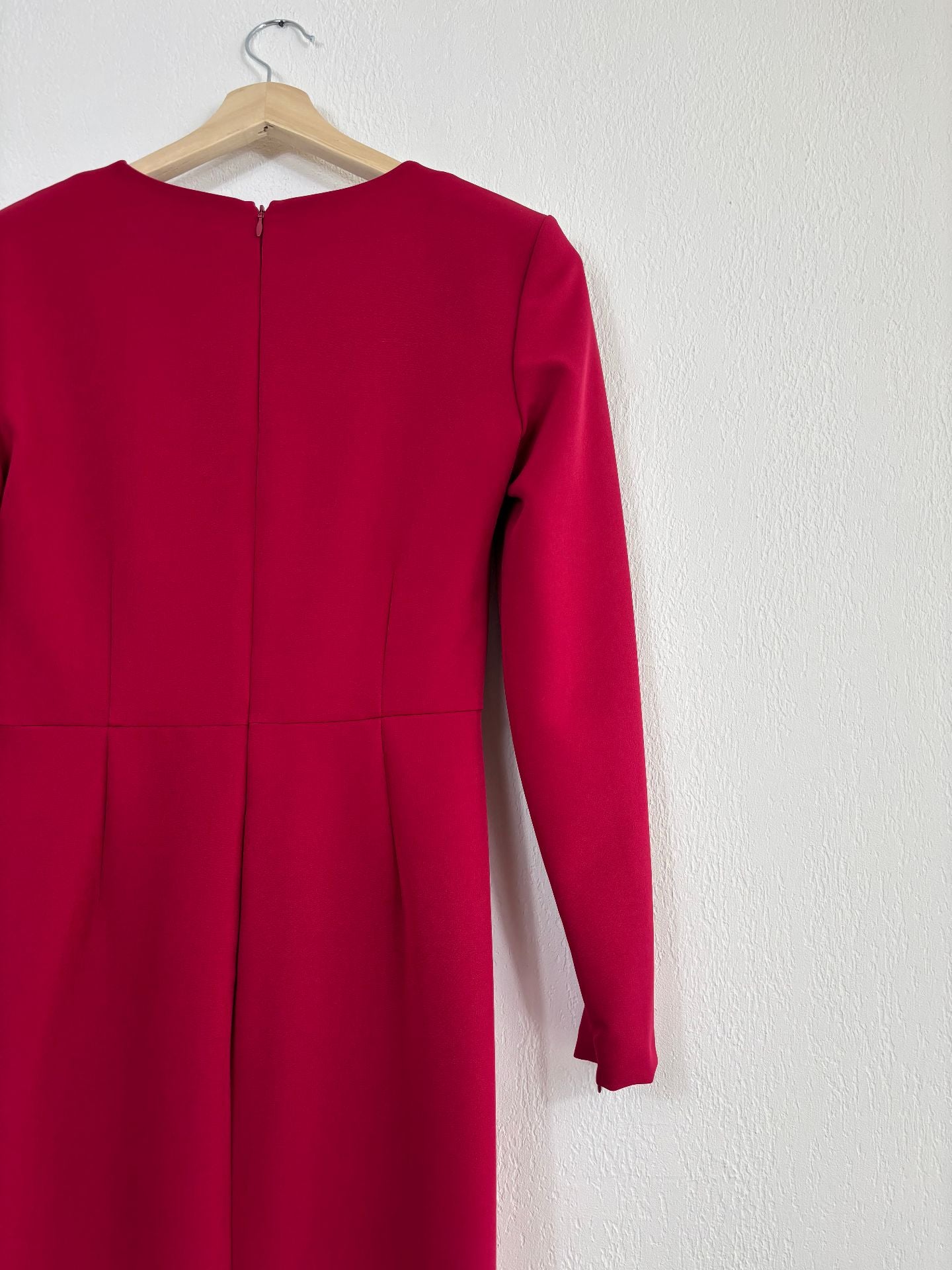 Robe midi en crêpe rouge ceinturée – Roland Mouret – Taille 40-8