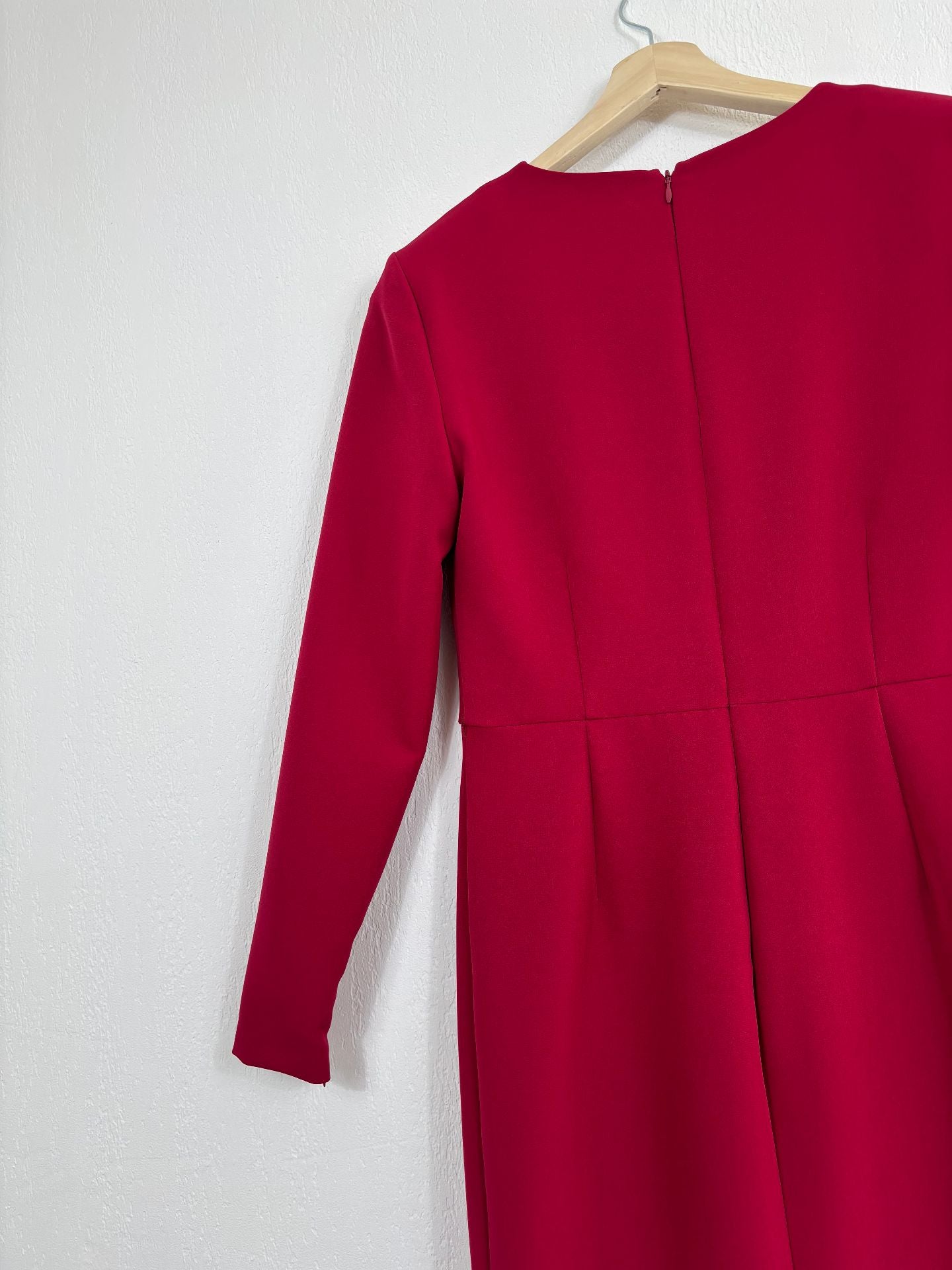 Robe midi en crêpe rouge ceinturée – Roland Mouret – Taille 40-9