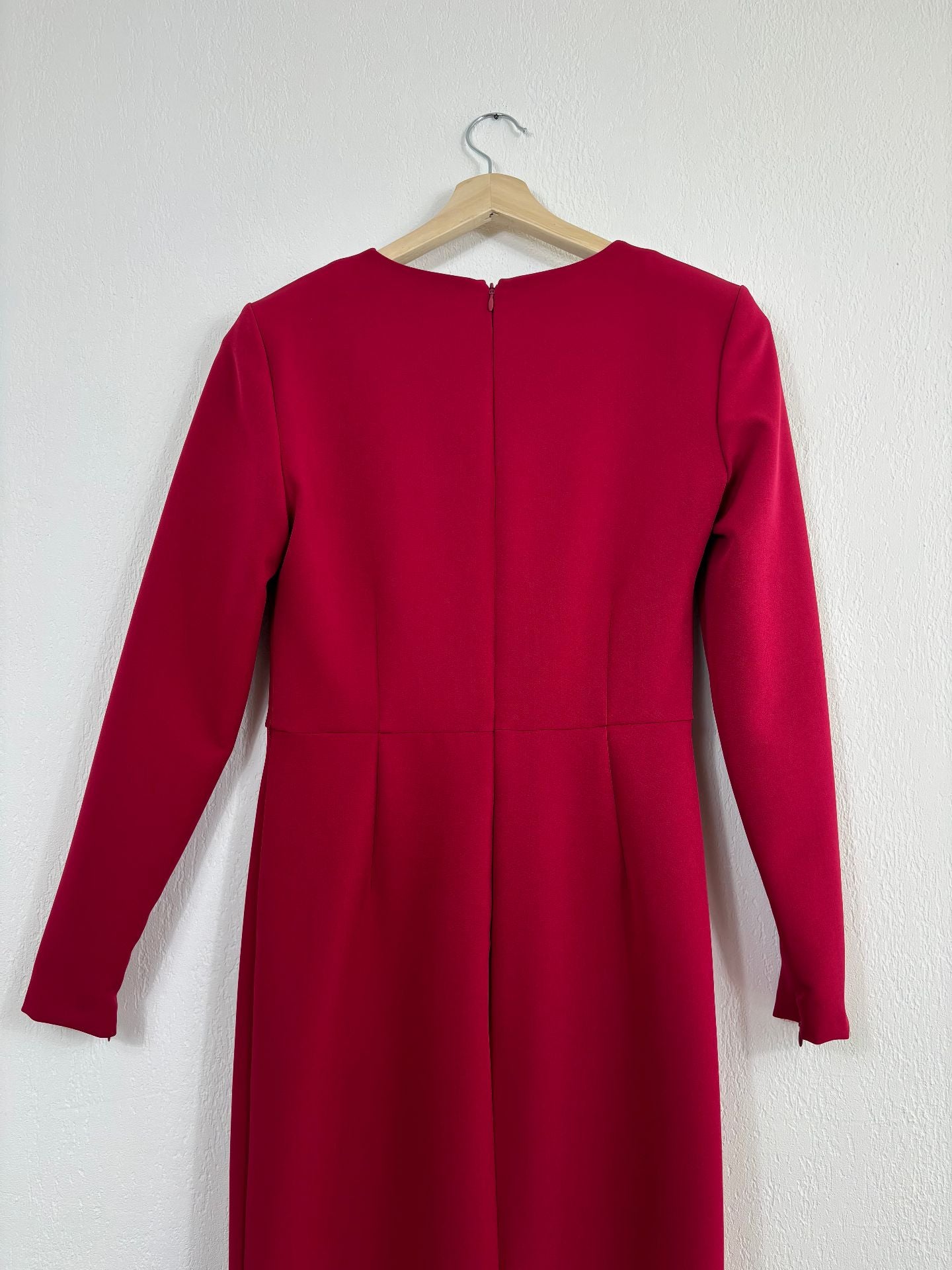 Robe midi en crêpe rouge ceinturée – Roland Mouret – Taille 40-10