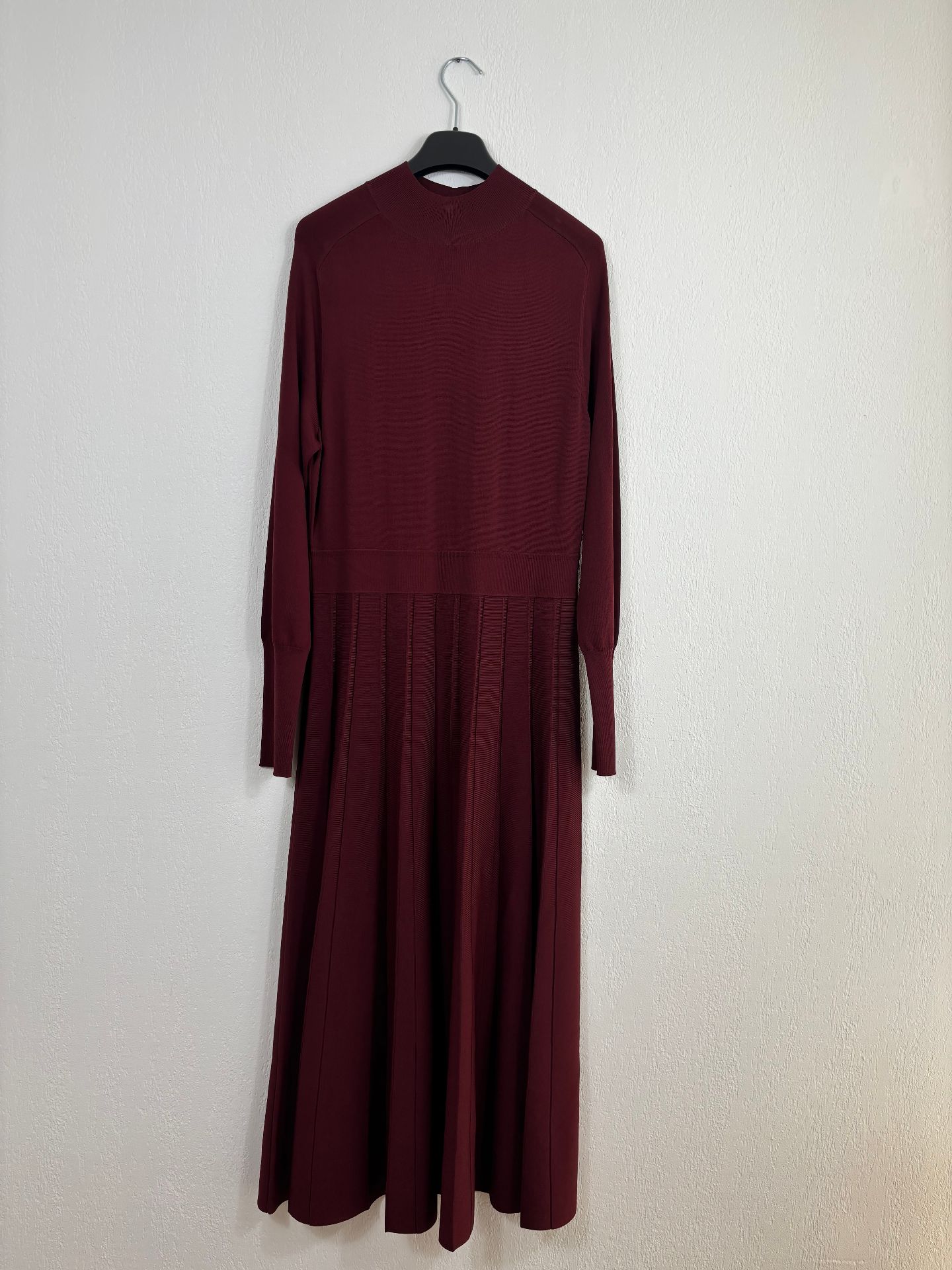Alicia Robe midi plissée en maille rouge framboise - Reiss – Taille L-2