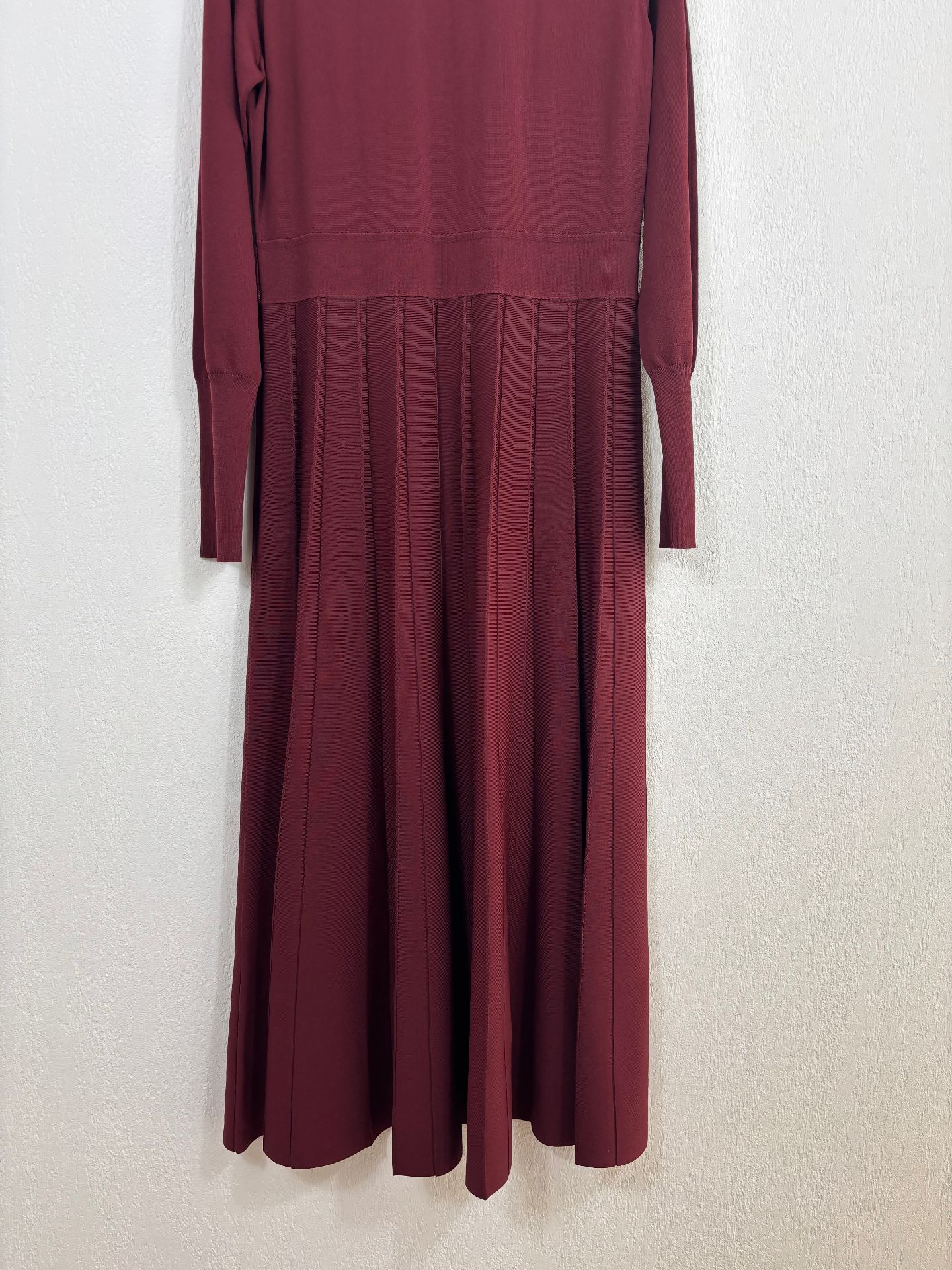 Alicia Robe midi plissée en maille rouge framboise - Reiss – Taille L-3