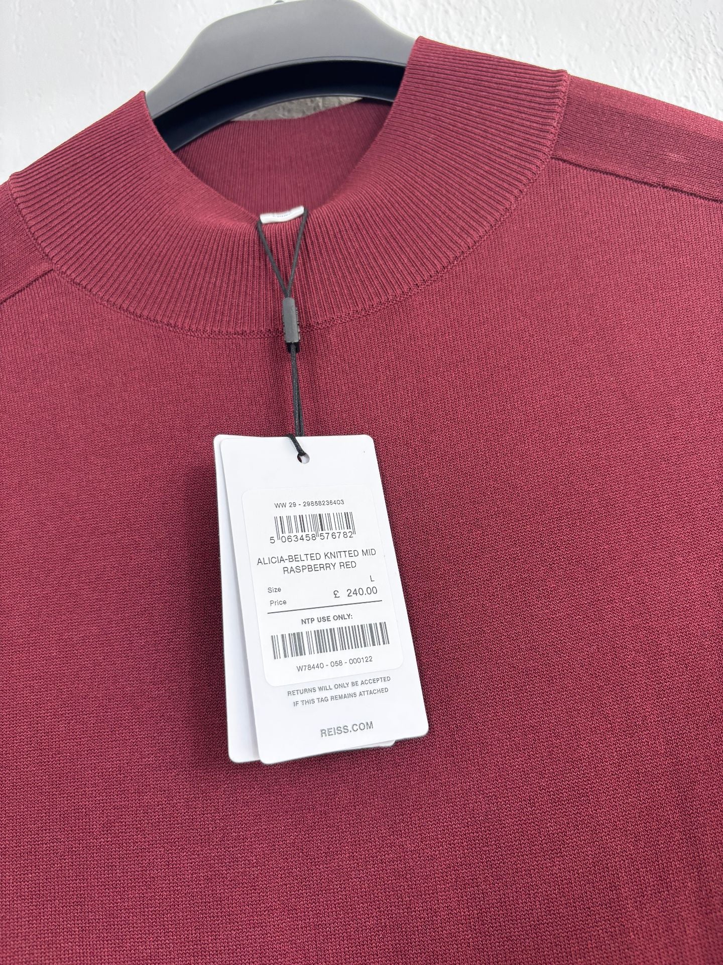 Alicia Robe midi plissée en maille rouge framboise - Reiss – Taille L-5