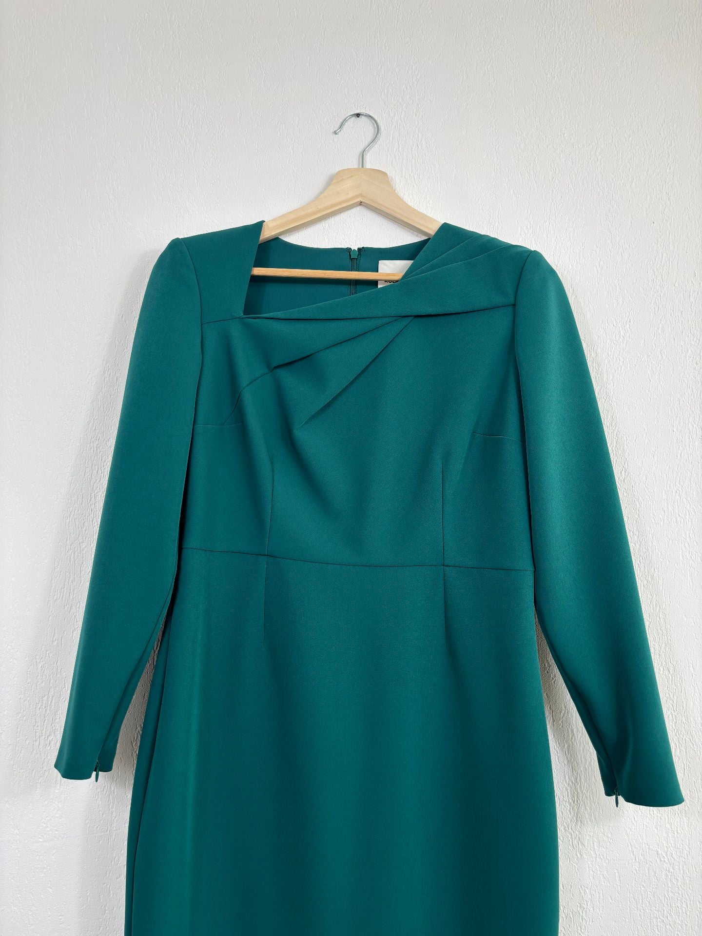 Robe midi en crêpe vert foncé ceinturée – Roland Mouret – Taille 40-4