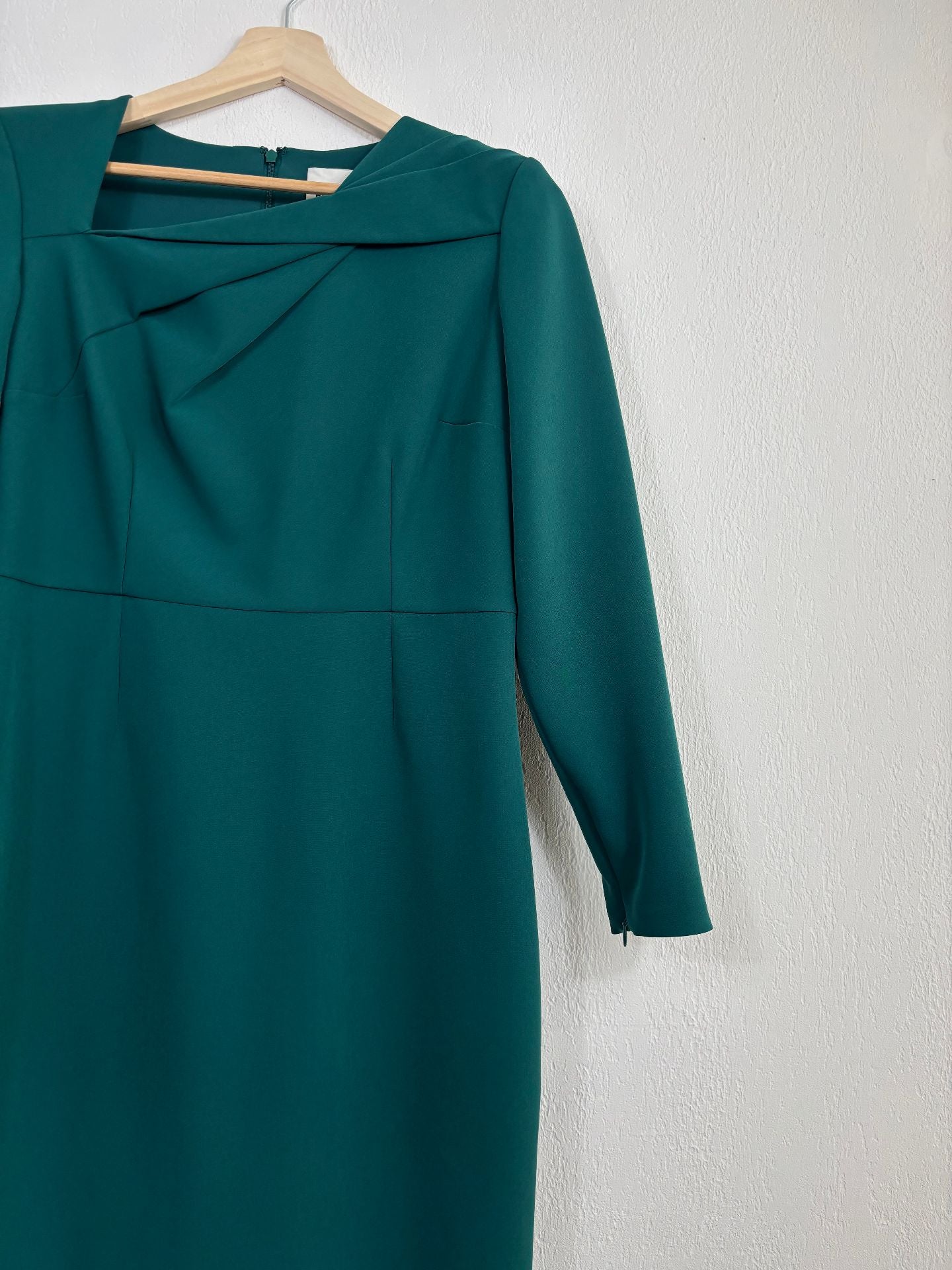Robe midi en crêpe vert foncé ceinturée – Roland Mouret – Taille 40-5