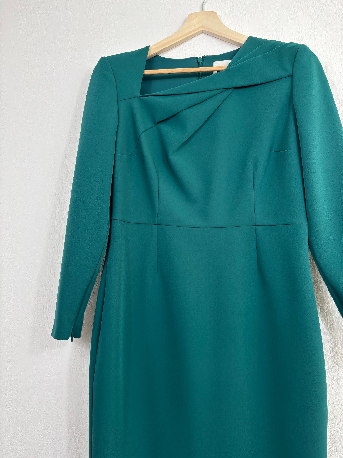 Robe midi en crêpe vert foncé ceinturée – Roland Mouret – Taille 40-6