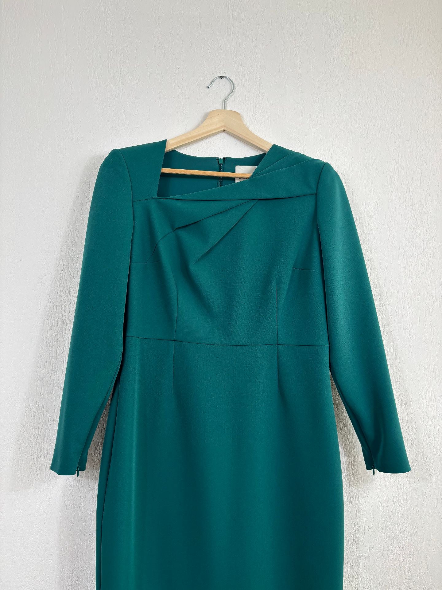 Robe midi en crêpe vert foncé ceinturée – Roland Mouret – Taille 40-7