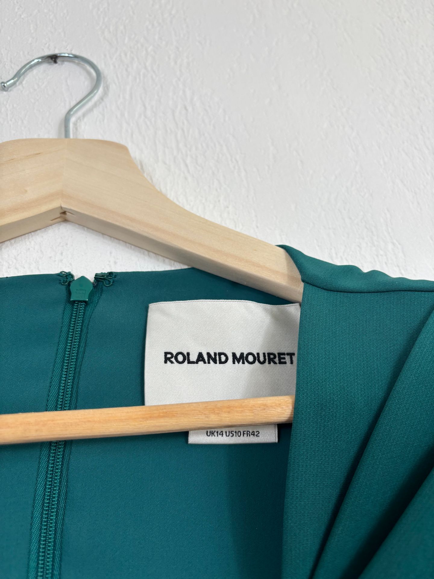 Robe midi en crêpe vert foncé ceinturée – Roland Mouret – Taille 40-8