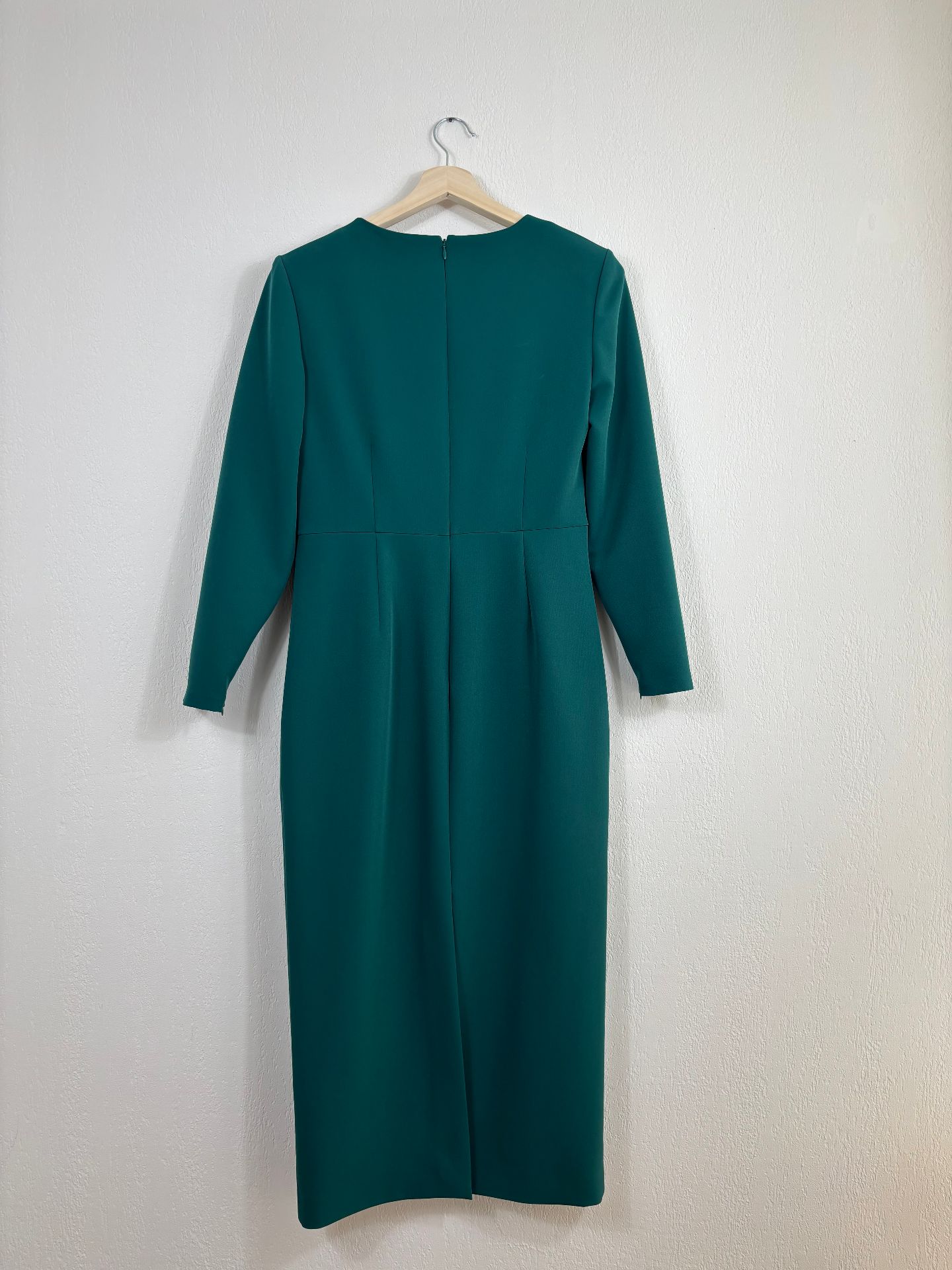 Robe midi en crêpe vert foncé ceinturée – Roland Mouret – Taille 40-9