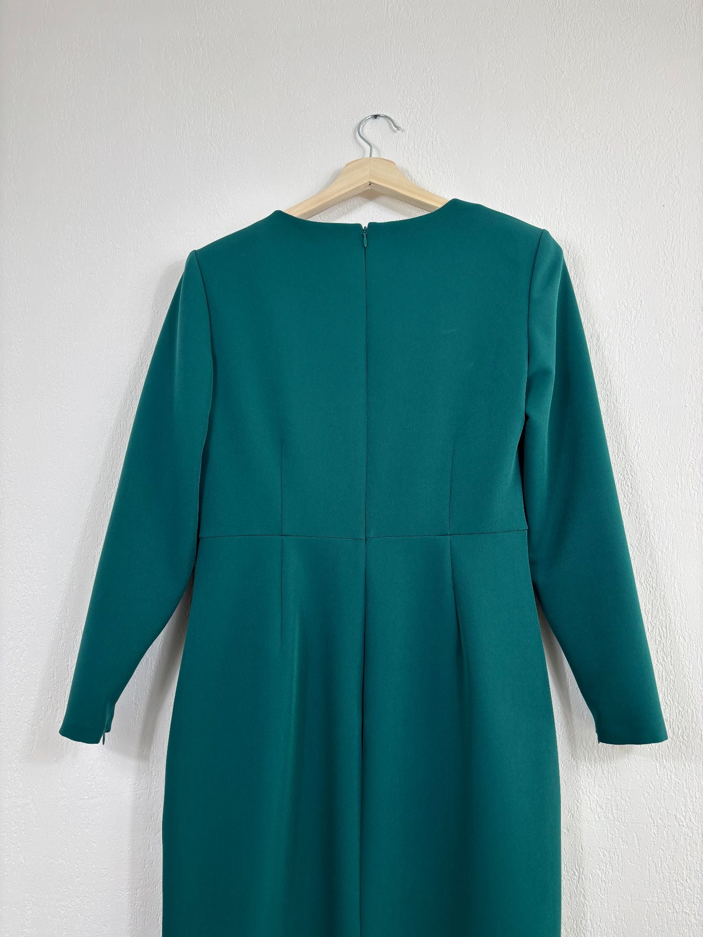 Robe midi en crêpe vert foncé ceinturée – Roland Mouret – Taille 40-10
