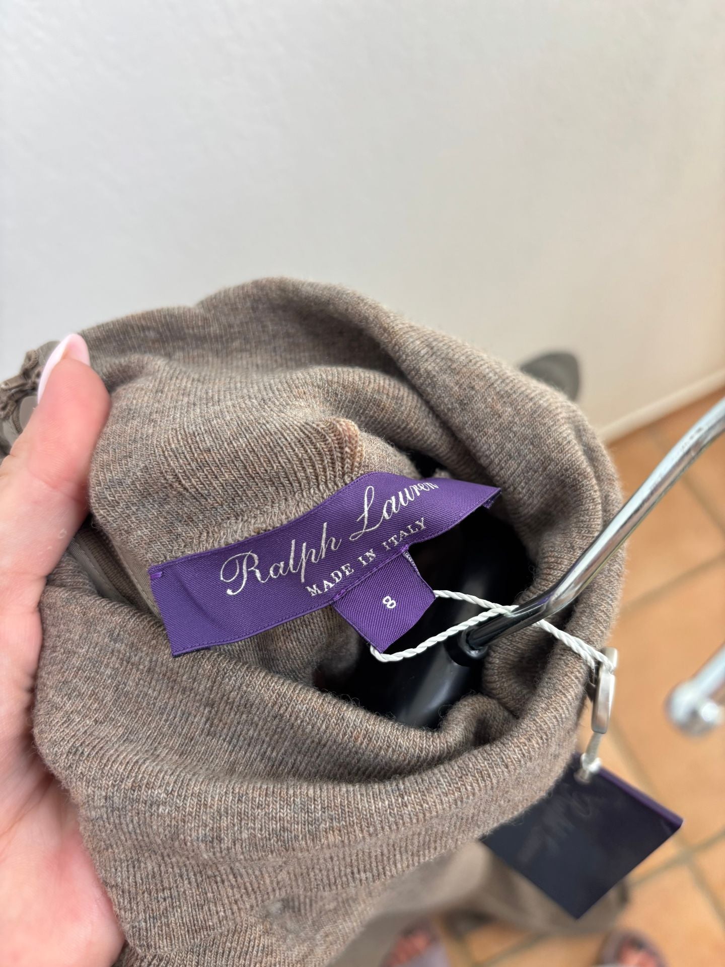 Combinaison Ralph Lauren Purple Label laine chinée taupe col roulé – T.40-6