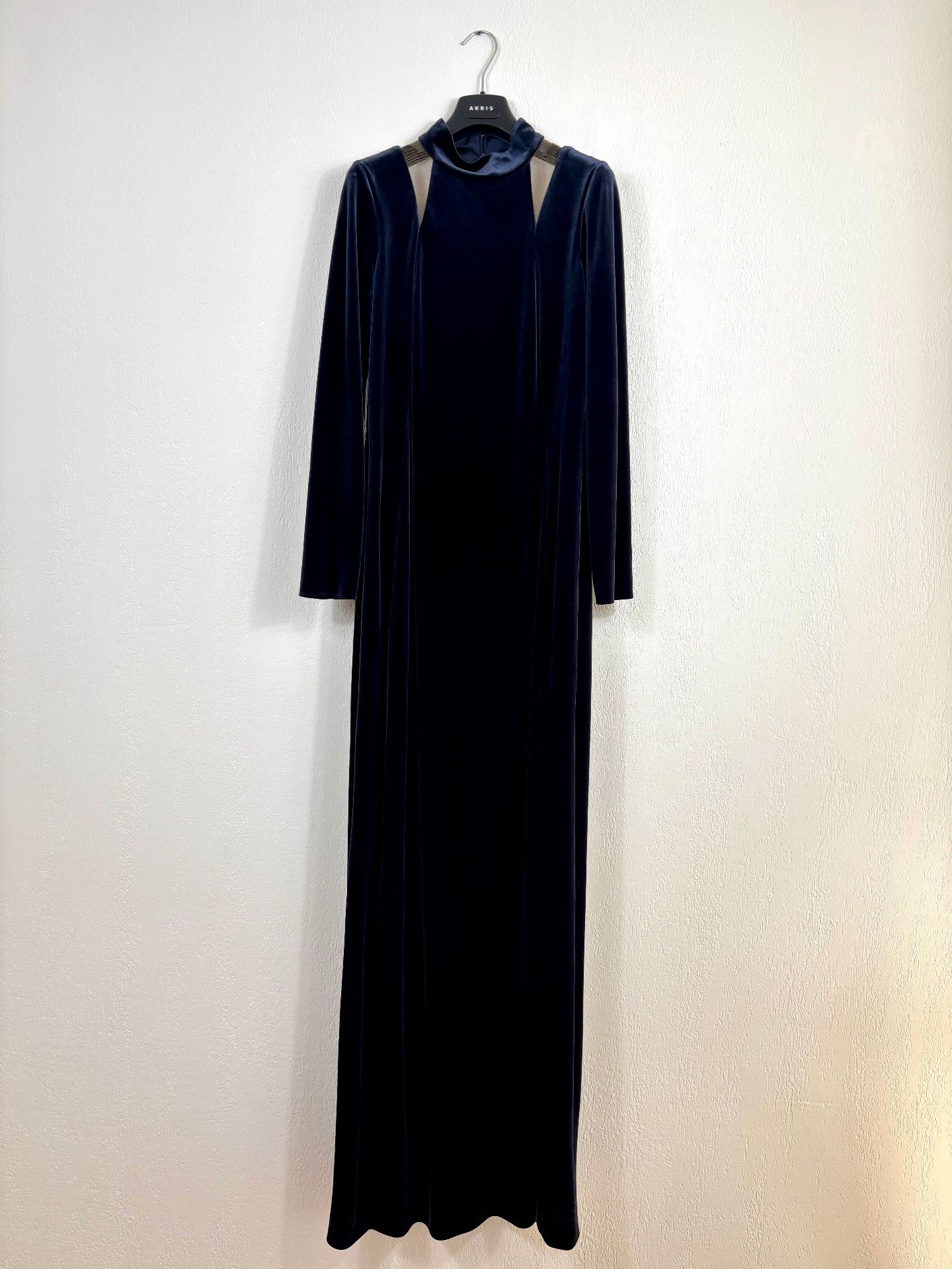 Robe longue velours mockneck 100 ans épaules mesh – Akris – Taille 40-2