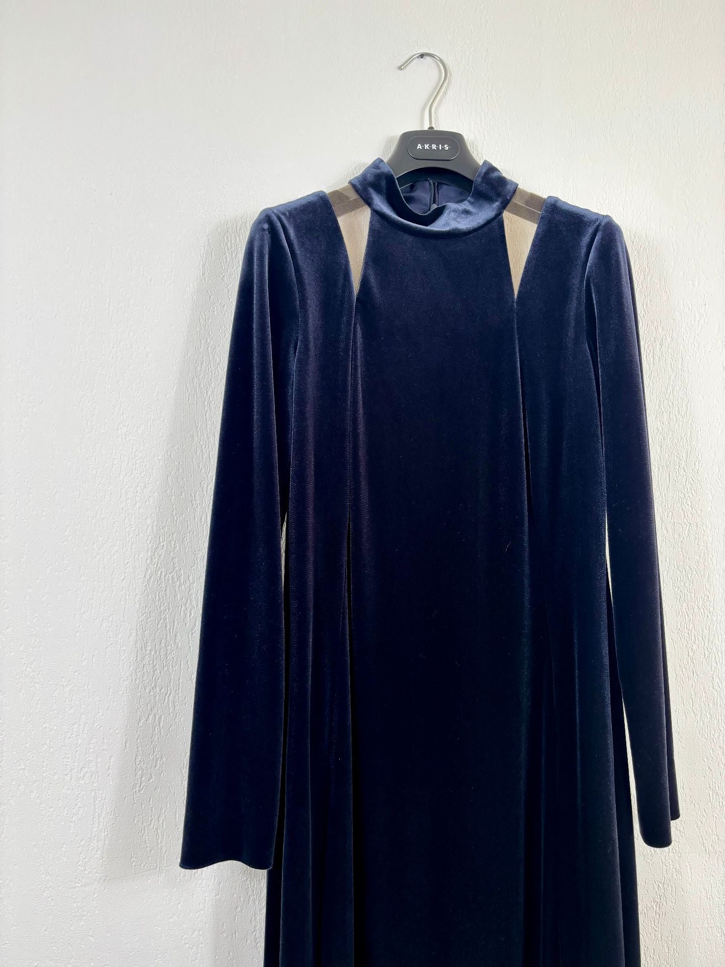 Robe longue velours mockneck 100 ans épaules mesh – Akris – Taille 40-4