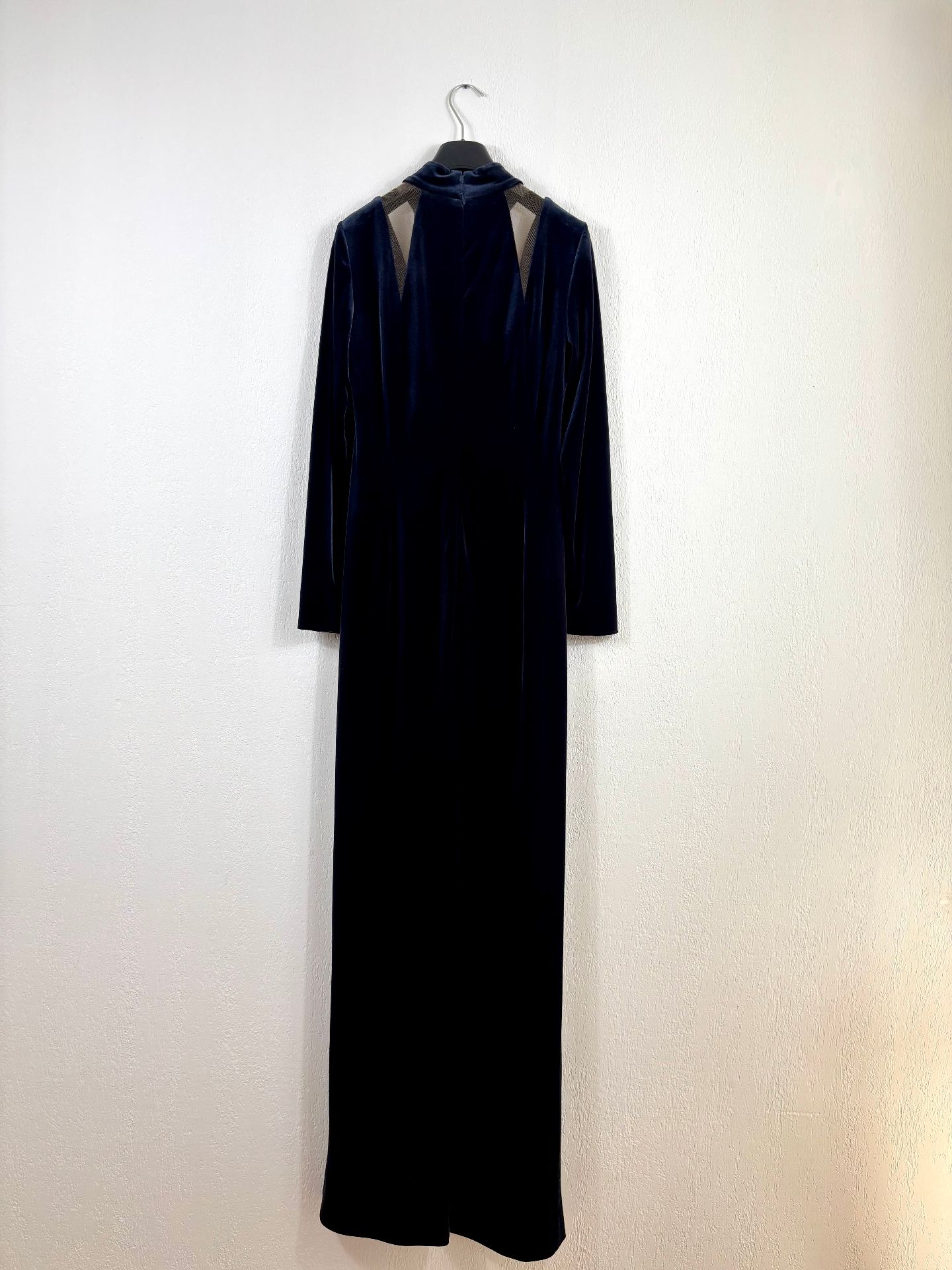 Robe longue velours mockneck 100 ans épaules mesh – Akris – Taille 40-5