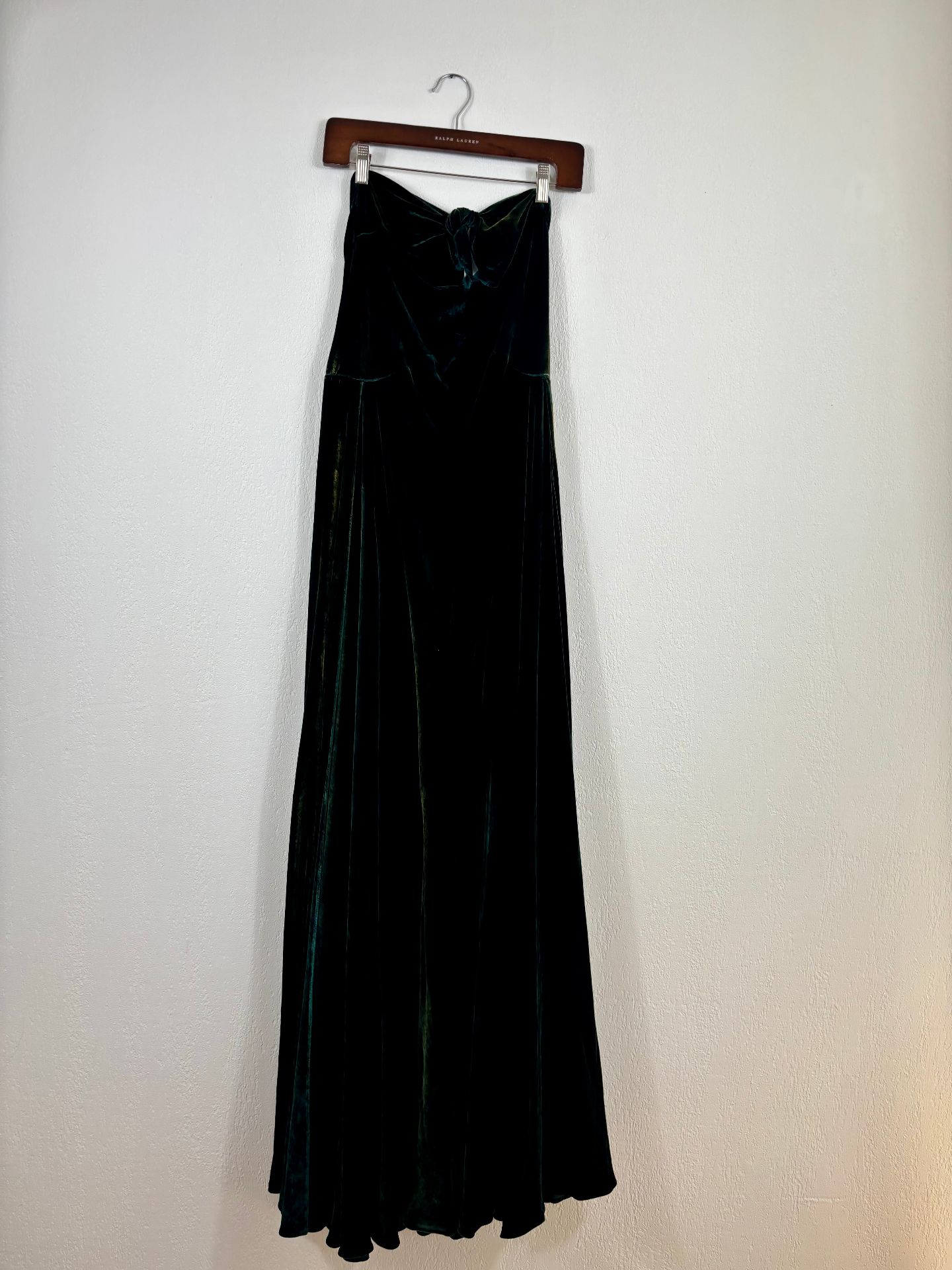Robe de soirée bustier velours vert sapin 50 ans – Ralph Lauren Collection – Taille 40-2