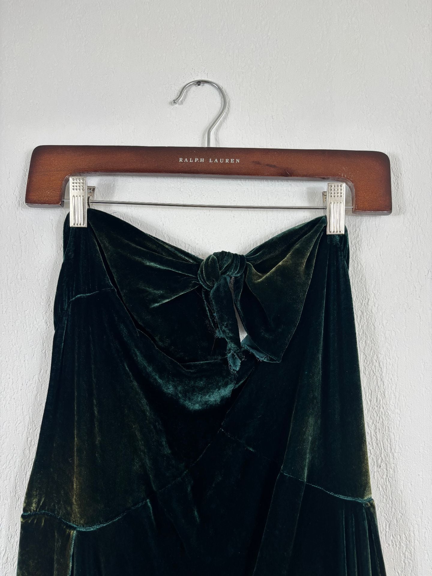 Robe de soirée bustier velours vert sapin 50 ans – Ralph Lauren Collection – Taille 40-3