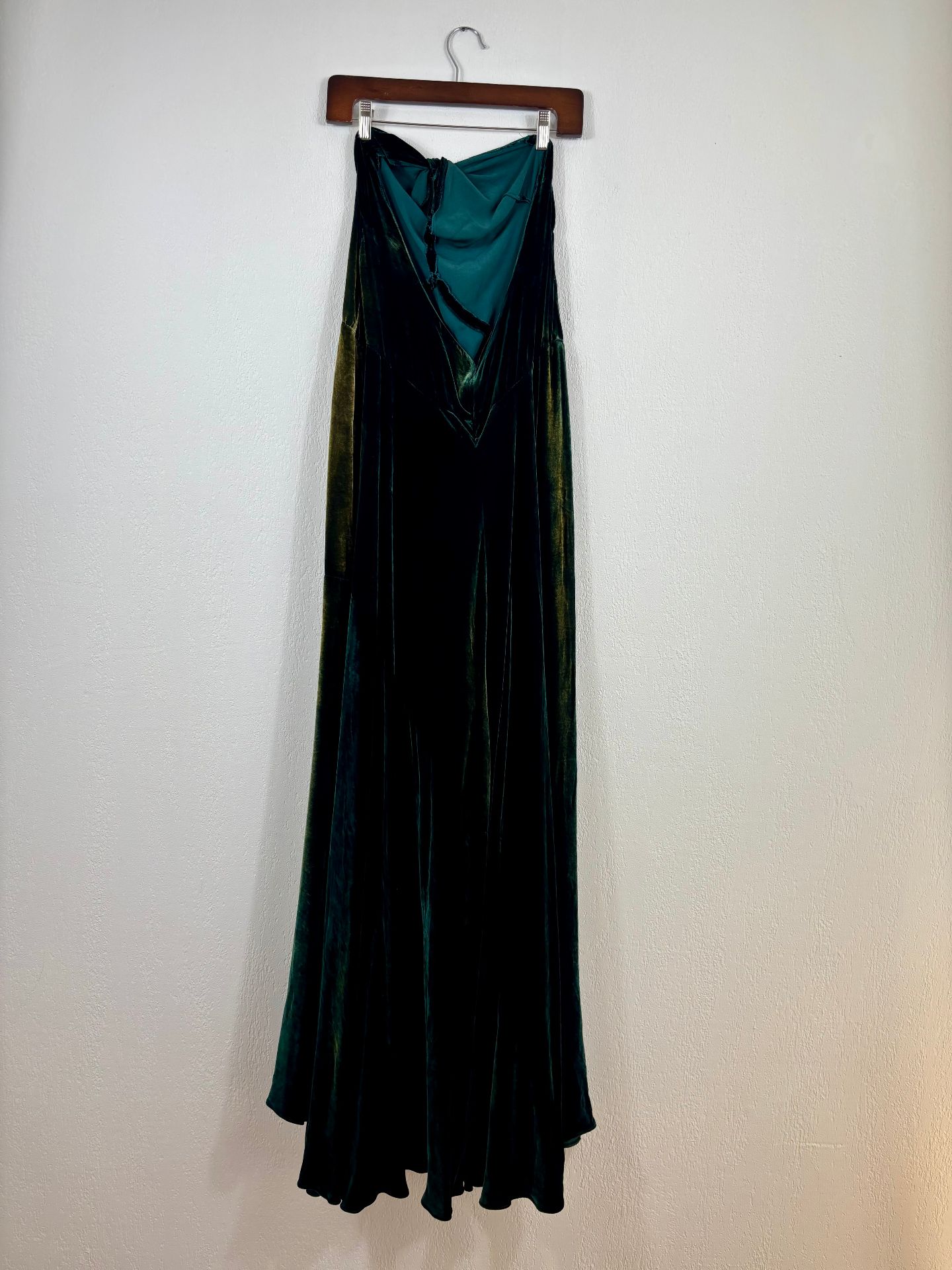 Robe de soirée bustier velours vert sapin 50 ans – Ralph Lauren Collection – Taille 40-5