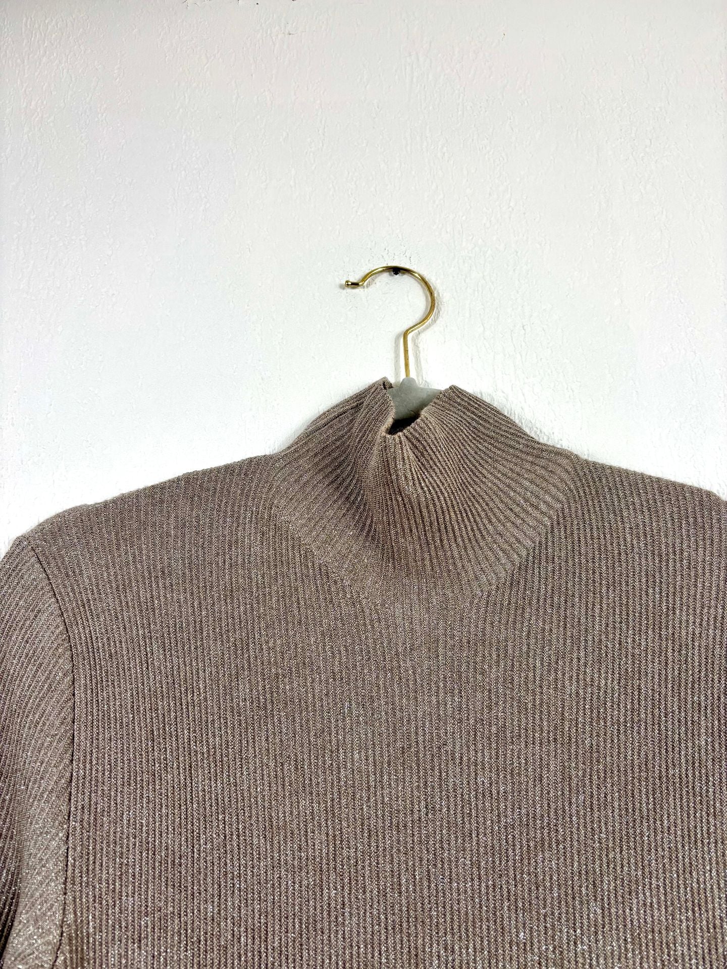 Robe longue plissée en maille métallisée taupe - Ralph Lauren  – Taille L-5