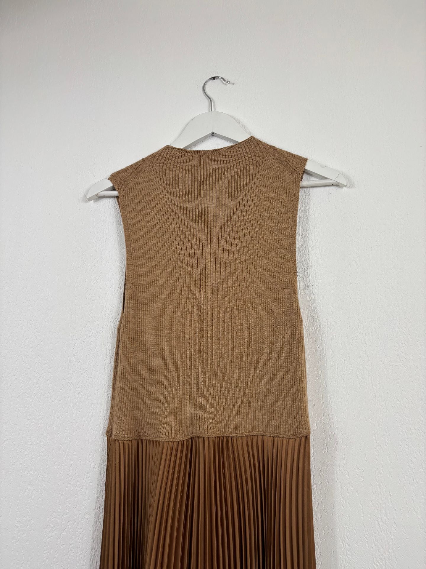Robe longue en laine mélangée camel plissée – Polo Ralph Lauren – Taille L-9