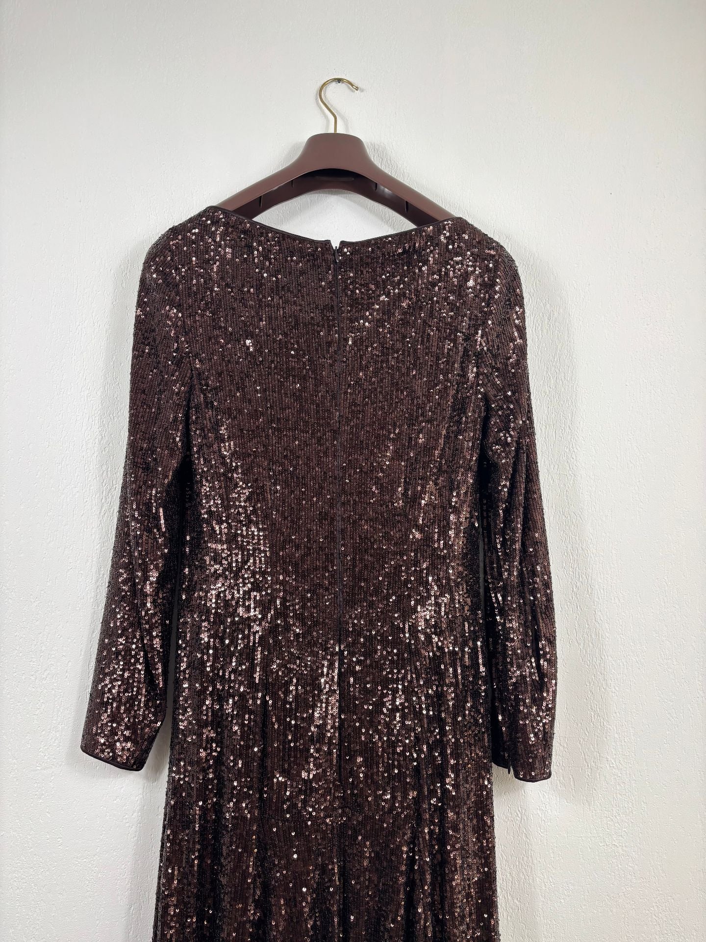 Robe longue bronze à sequins – Akris – Taille 42-8
