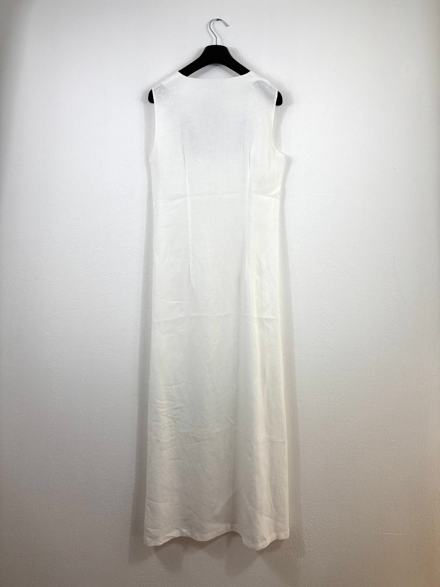 Robe longue en lin blanc brodé bleu – Aman – Taille unique-7