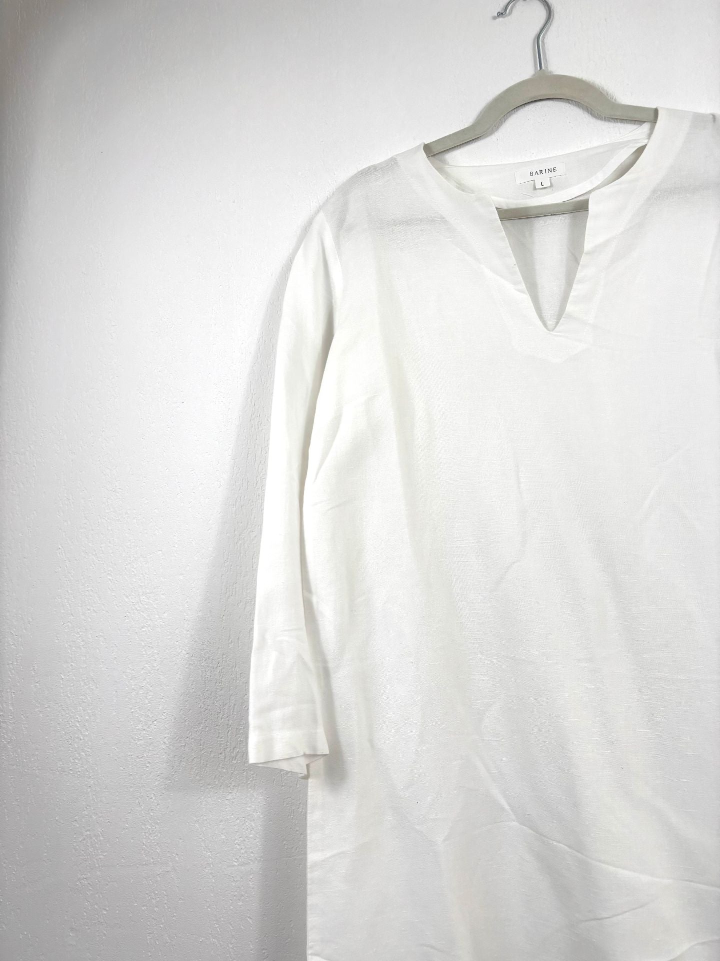 Robe longue en lin blanc – Barine – Taille L-4