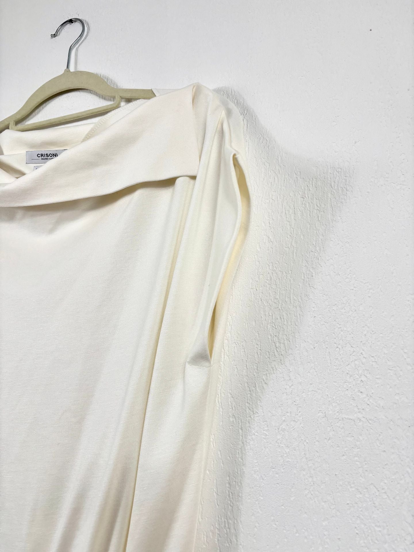 Combinaison écrue en maille de coton drapée – Crisoni – Taille L-3