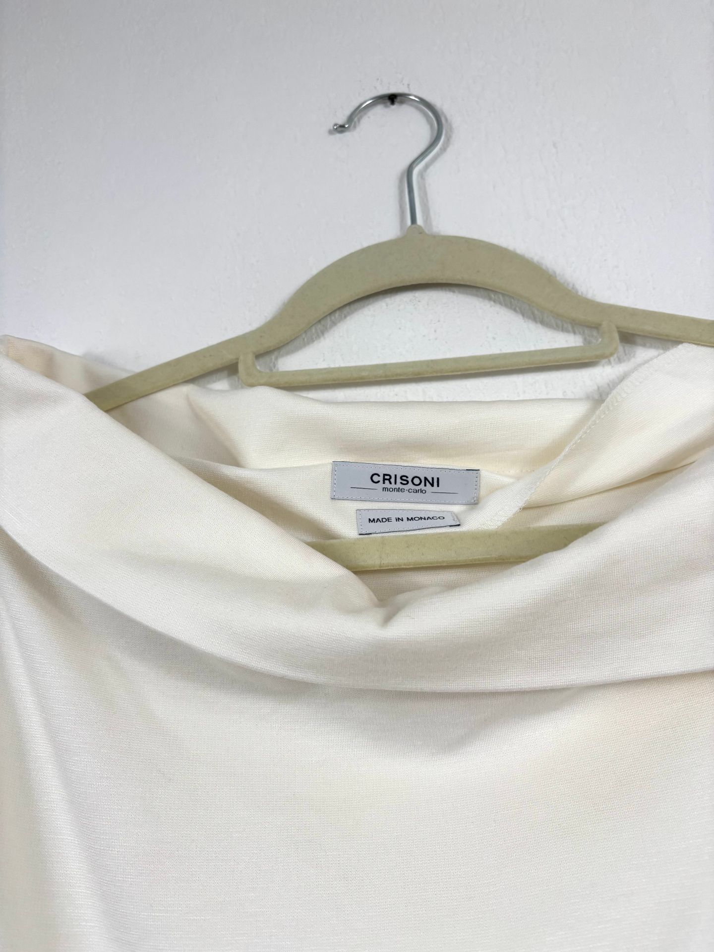 Combinaison écrue en maille de coton drapée – Crisoni – Taille L-4