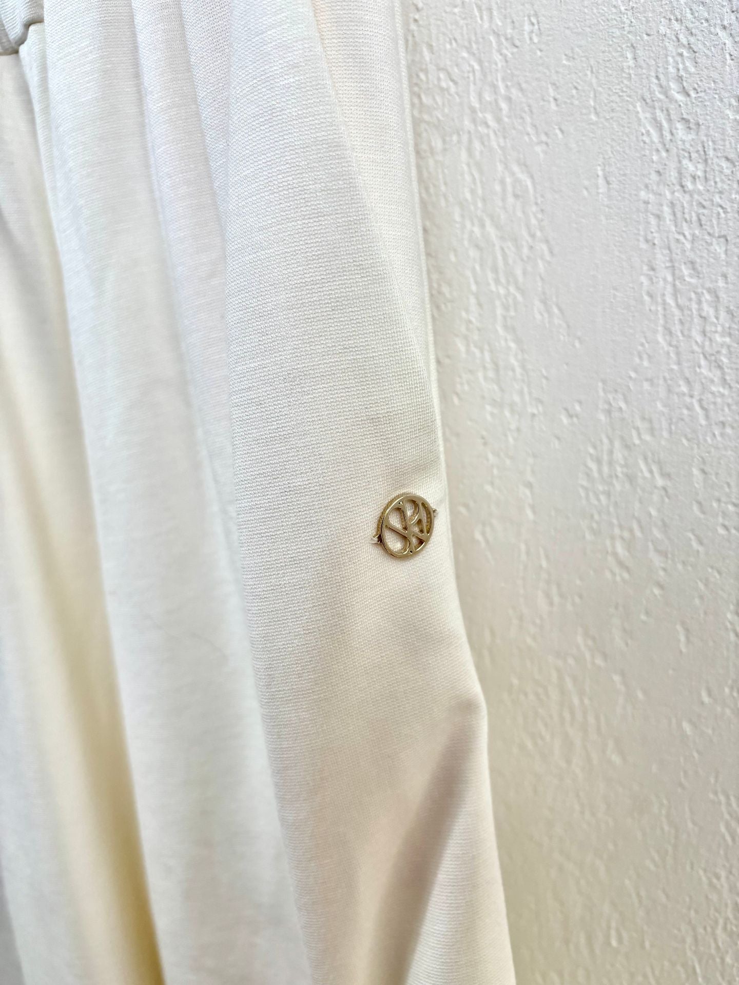Combinaison écrue en maille de coton drapée – Crisoni – Taille L-6