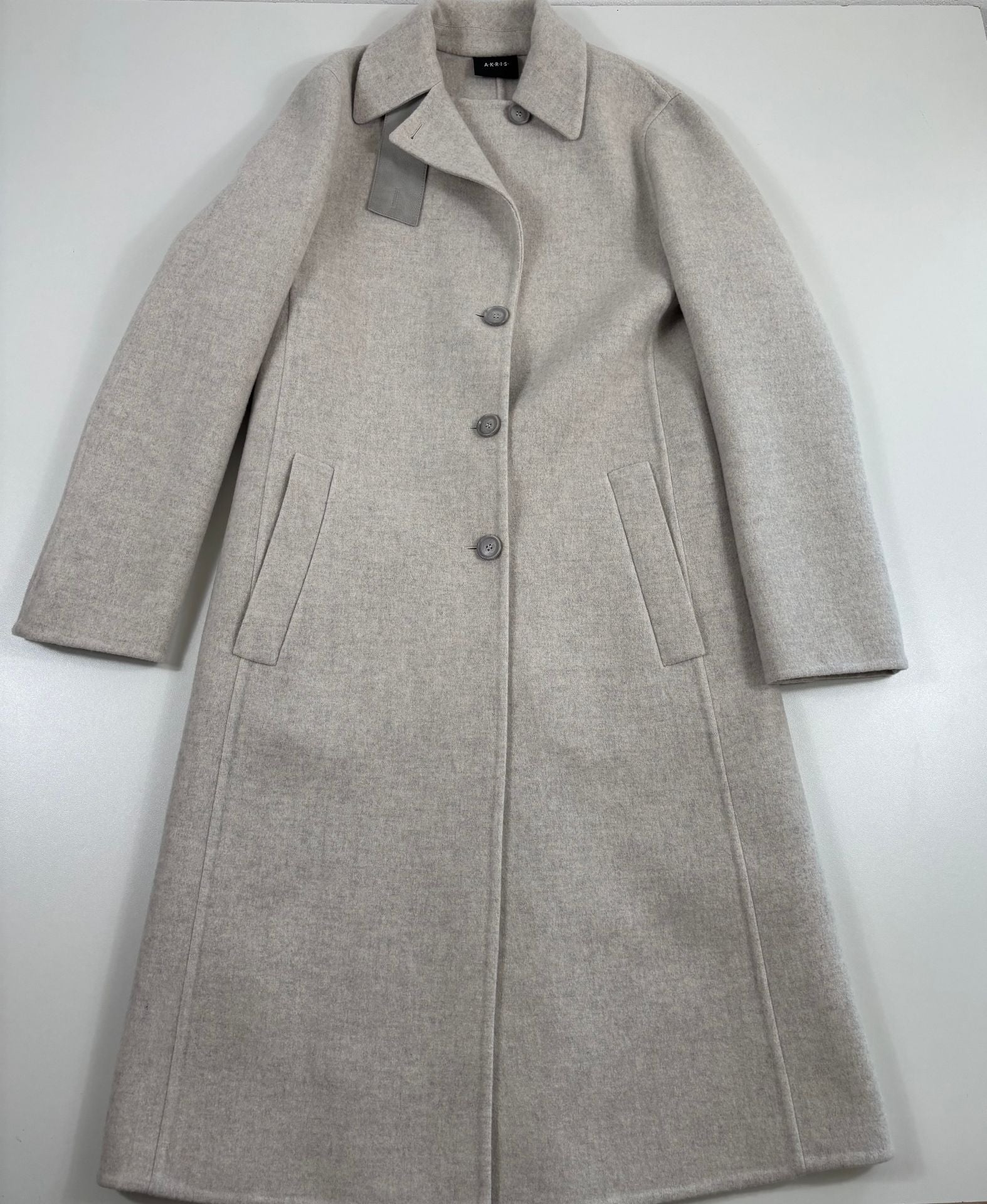 Manteau long en laine gris chiné – Akris – Taille 42-2