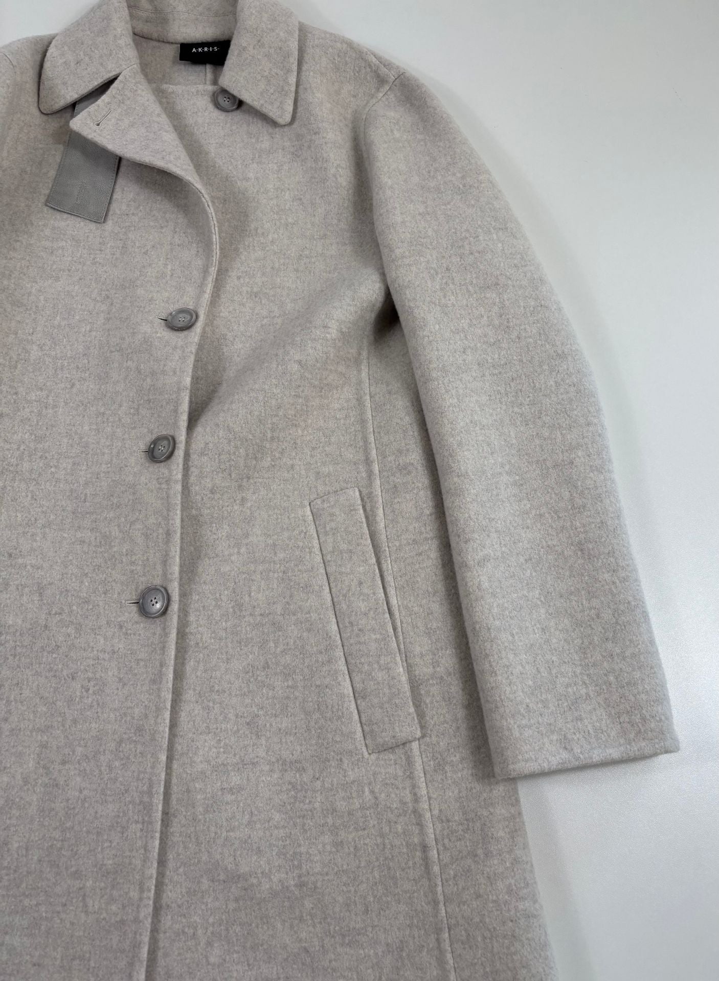 Manteau long en laine gris chiné – Akris – Taille 42-3