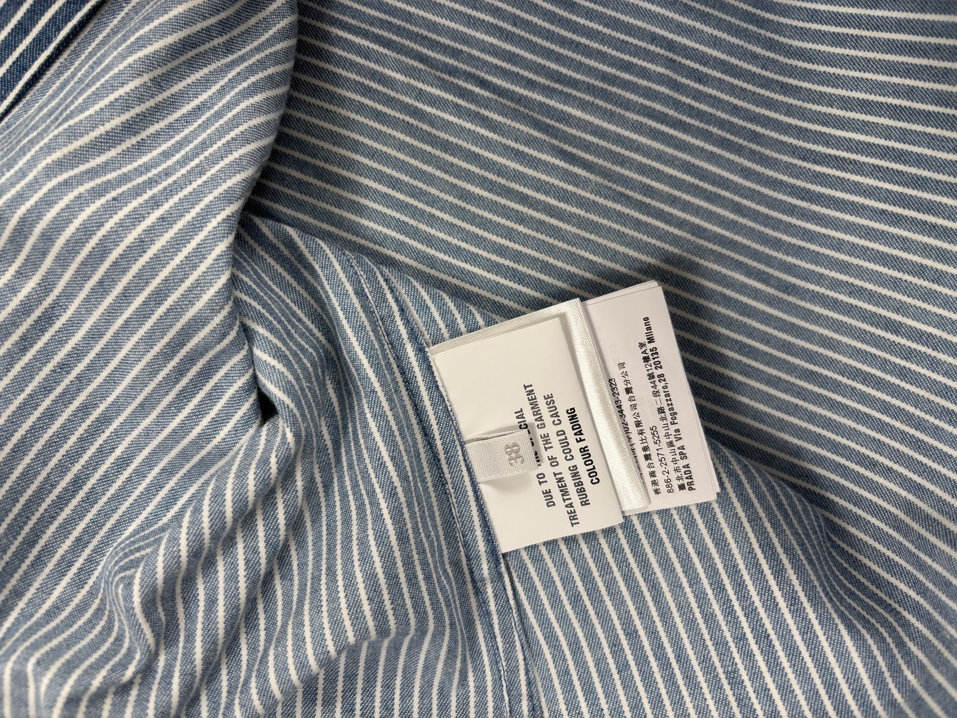 Chemise en popeline de coton rayée à volants – Miu Miu – Taille 38-7