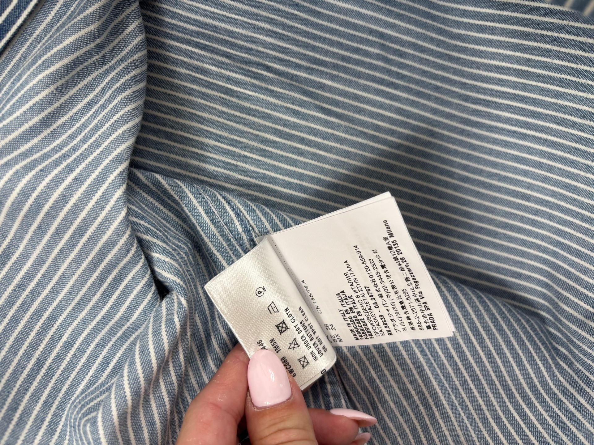 Chemise en popeline de coton rayée à volants – Miu Miu – Taille 38-9