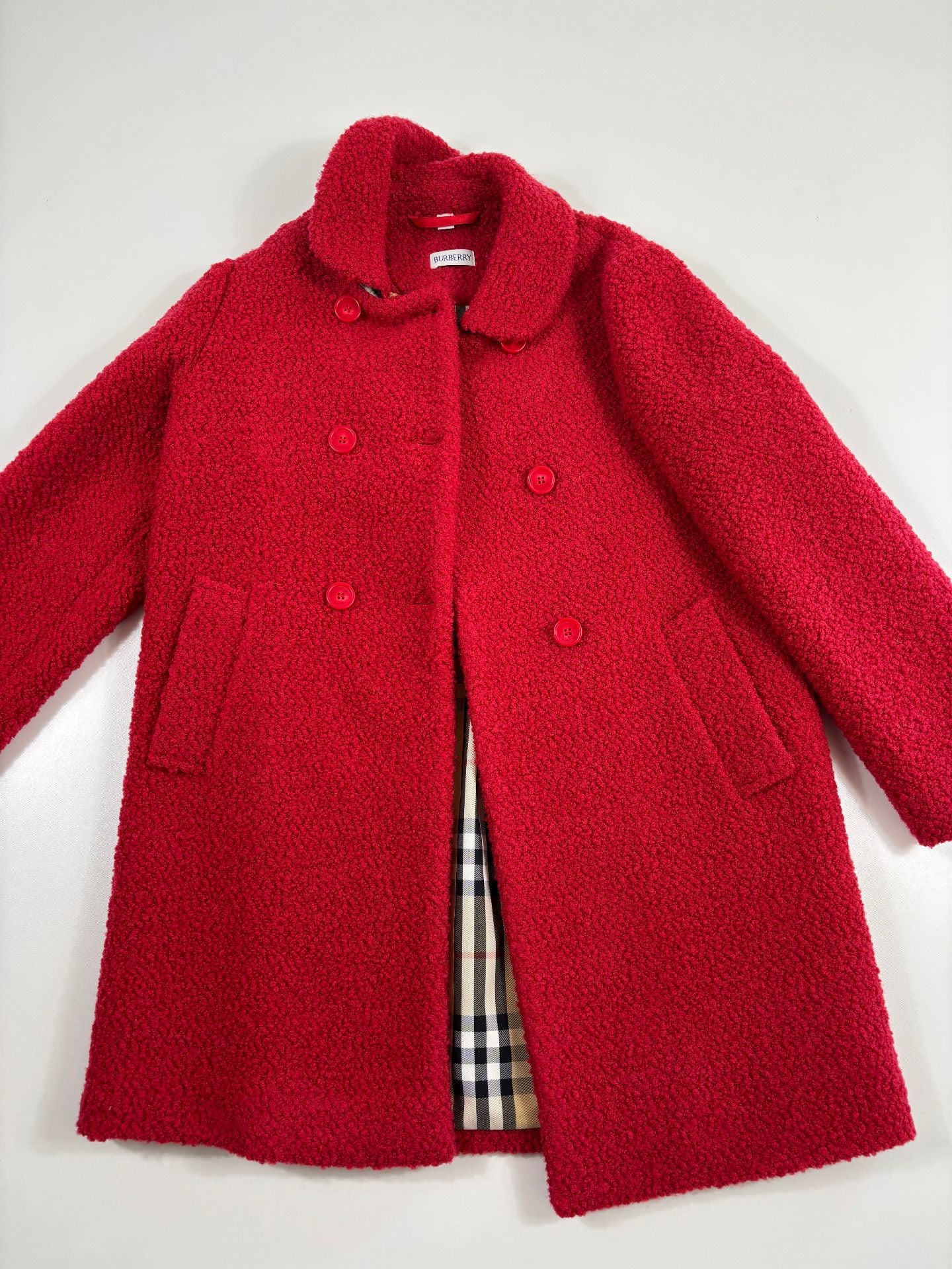 Manteau en laine bouclée rouge – Burberry Kids – 10 ans-2