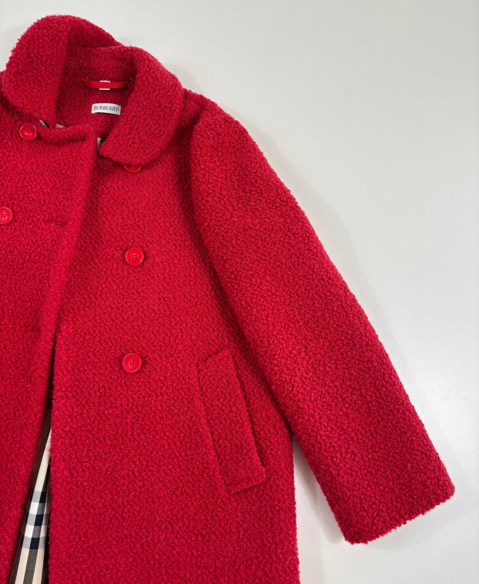 Manteau en laine bouclée rouge – Burberry Kids – 10 ans-3